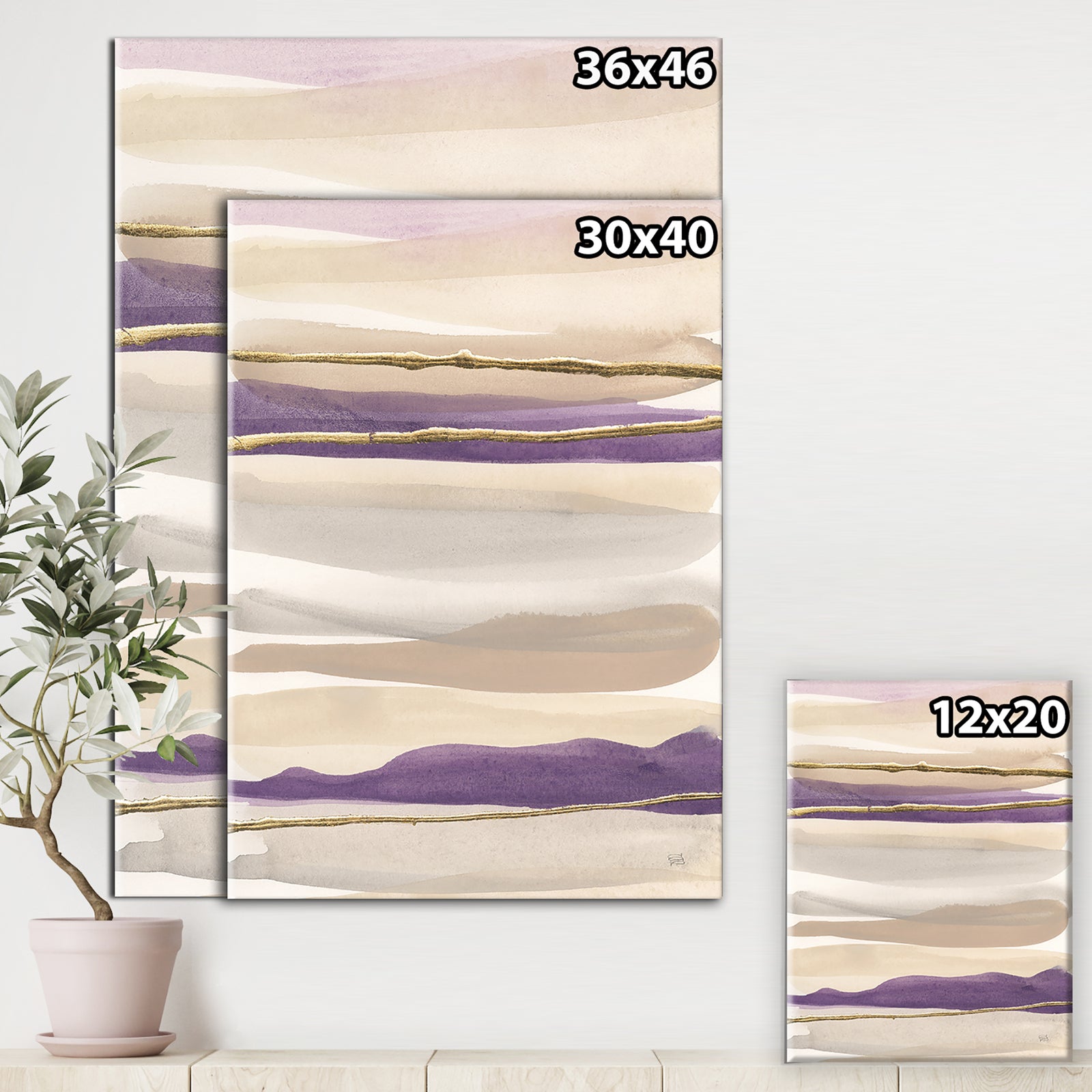 Shape of Glam Purple III - Shabby Chic Premium Canvas Wall Art