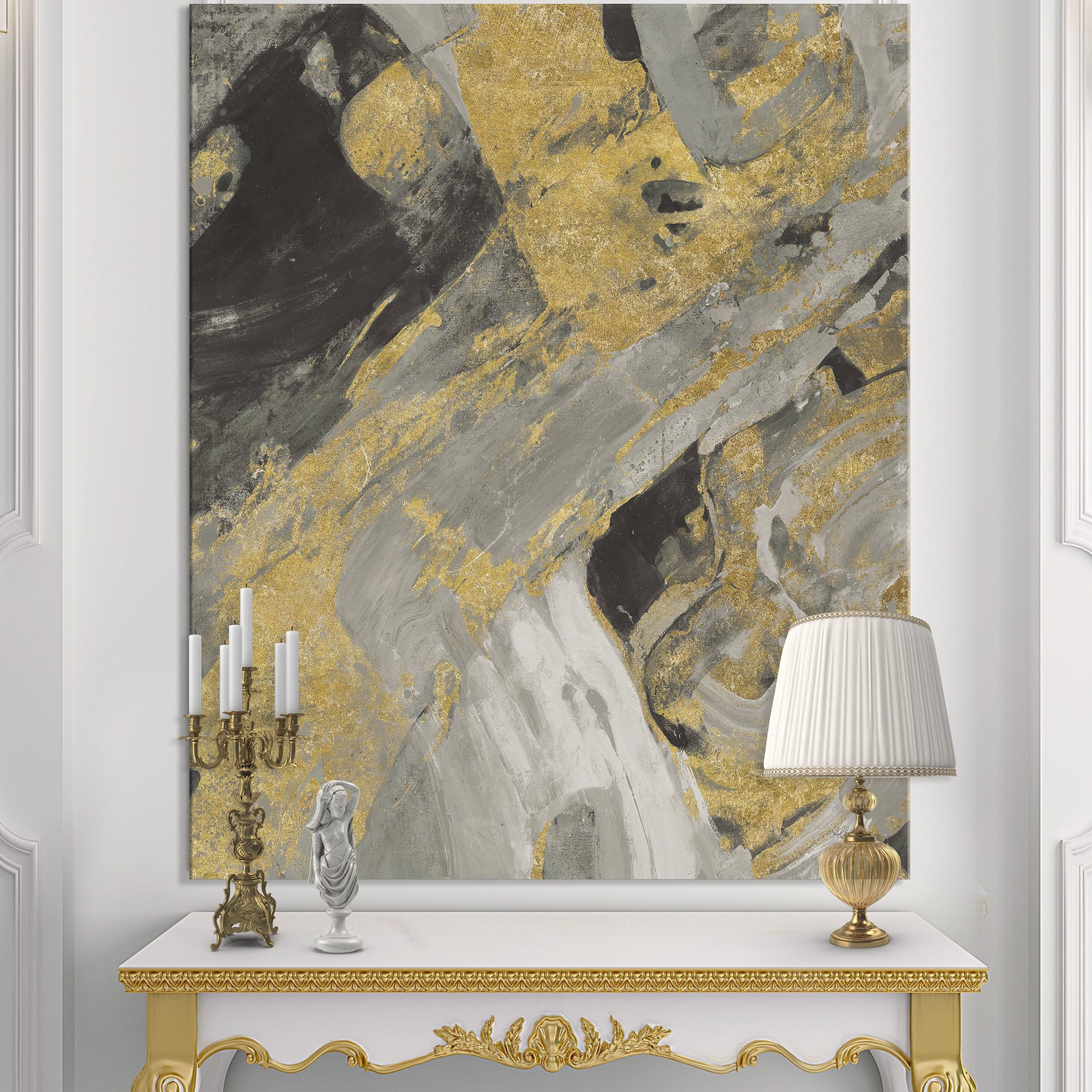 Marble Gold and Black - Modern & Contemporary Canvas Artwork