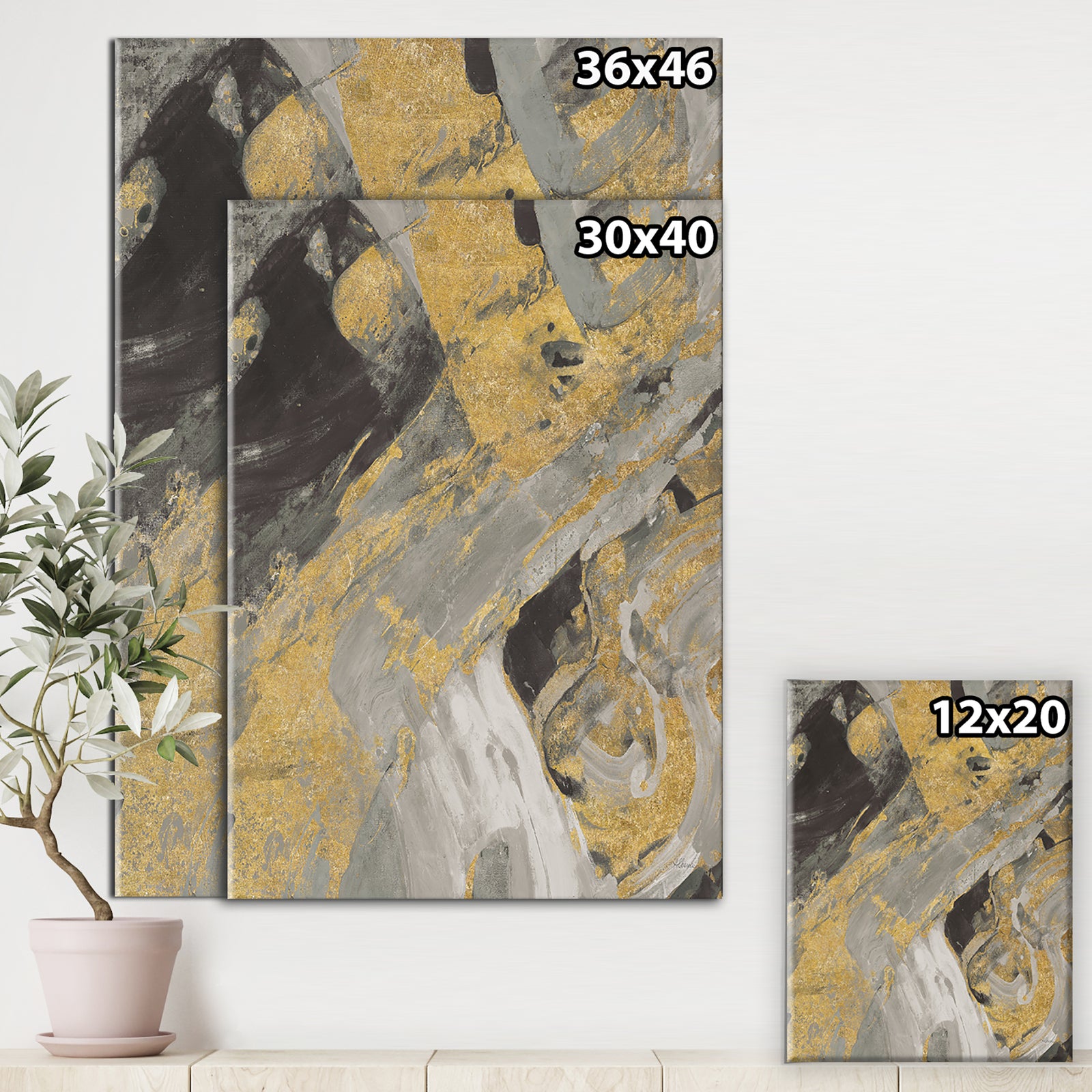 Marble Gold and Black - Modern & Contemporary Canvas Artwork