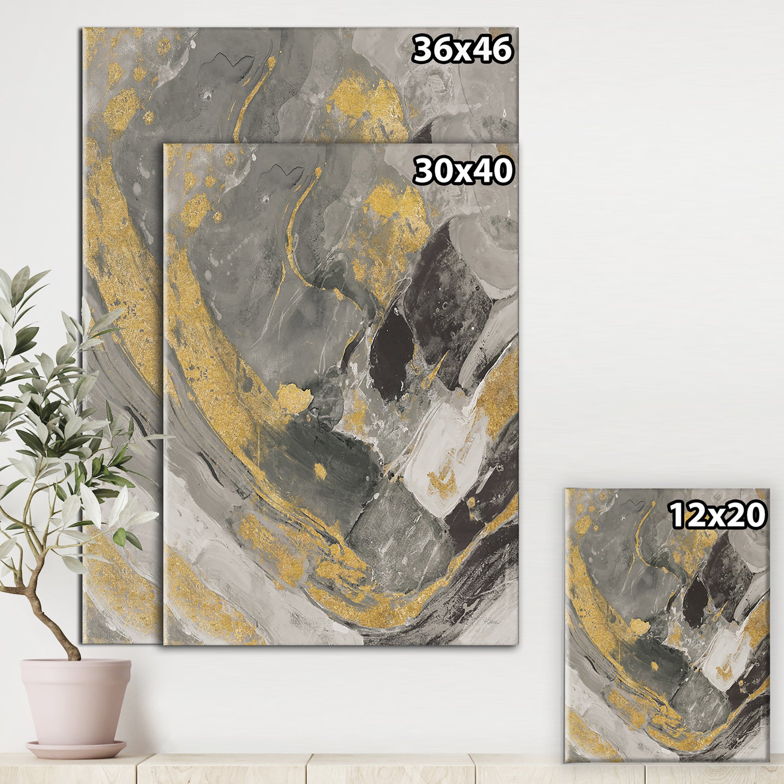 Marble Gold and Black II - Modern & Contemporary Canvas Art
