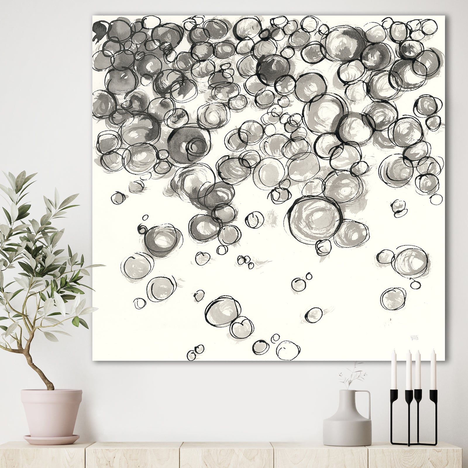 Simple Bubbles IV - Mid-Century Modern Premium Canvas Wall Art