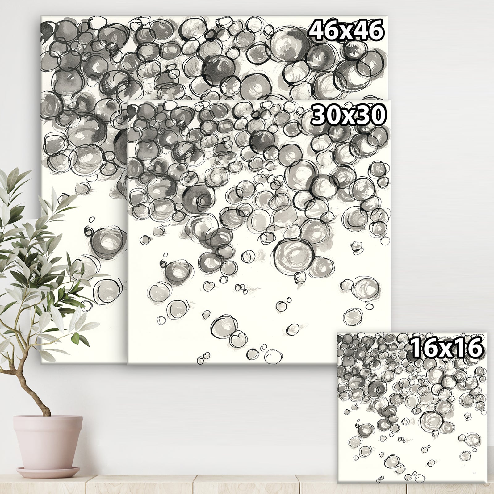Simple Bubbles IV - Mid-Century Modern Premium Canvas Wall Art
