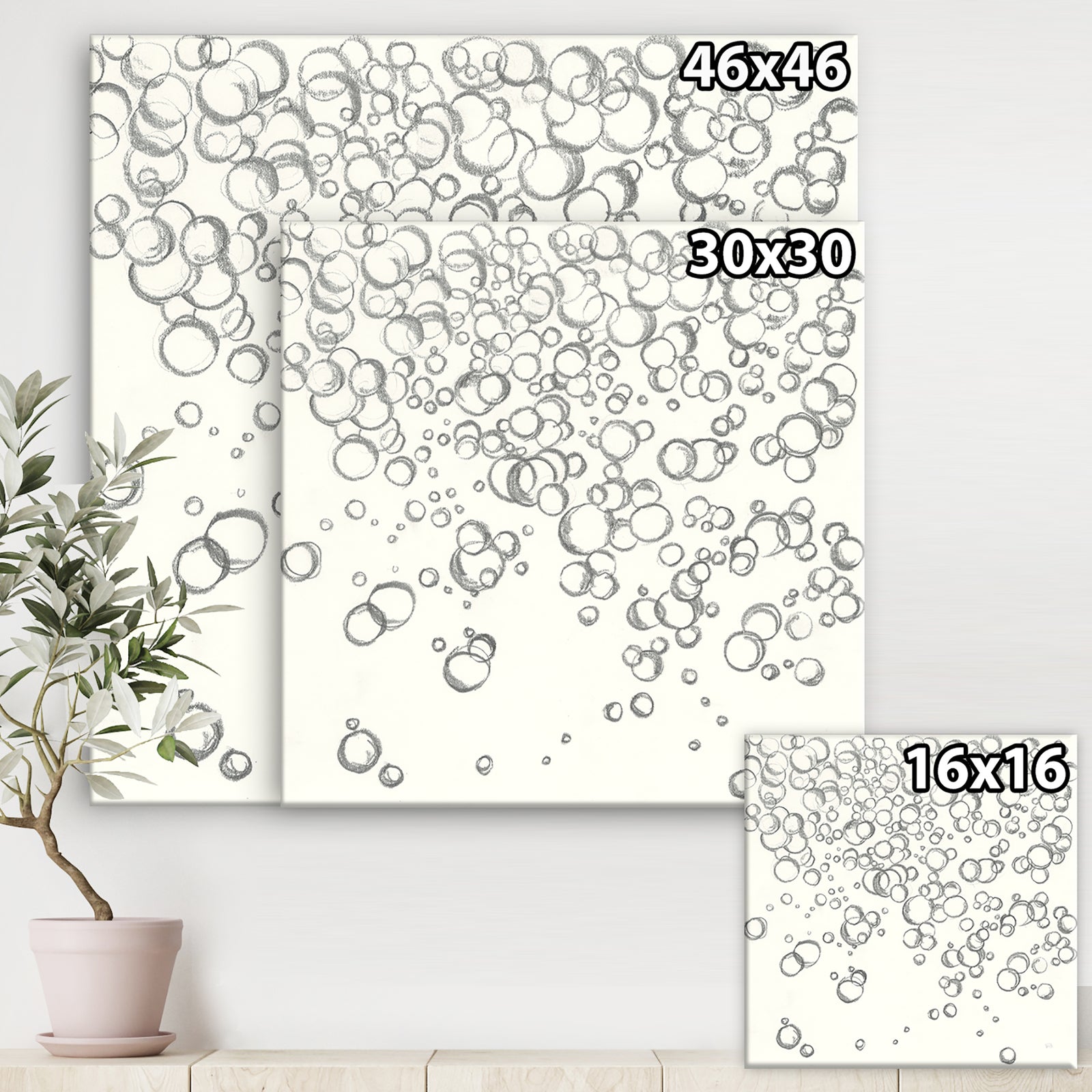 Simple Bubbles I - Mid-Century Modern Gallery-wrapped Canvas