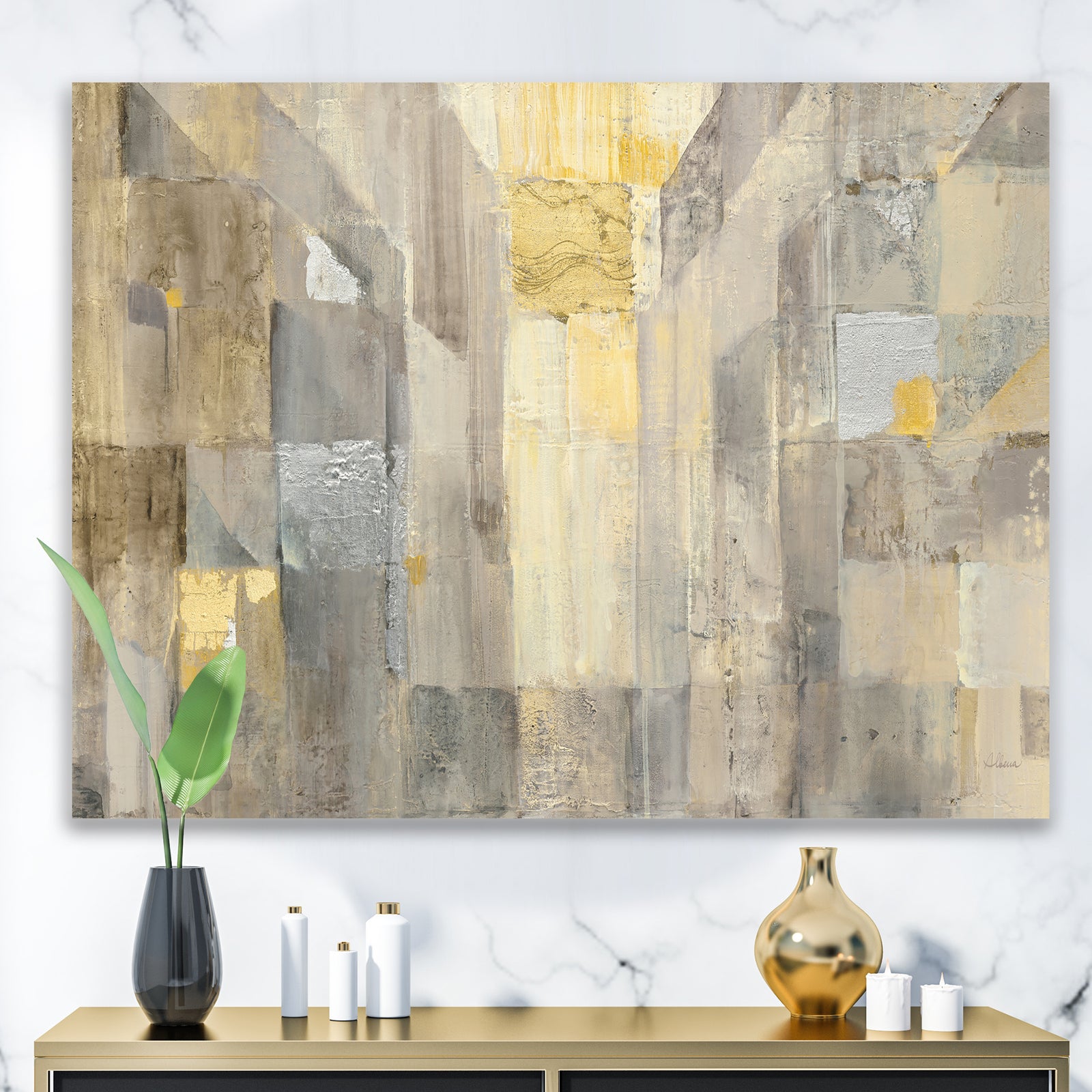 Gold Square Watercolor - Glam Canvas Artwork