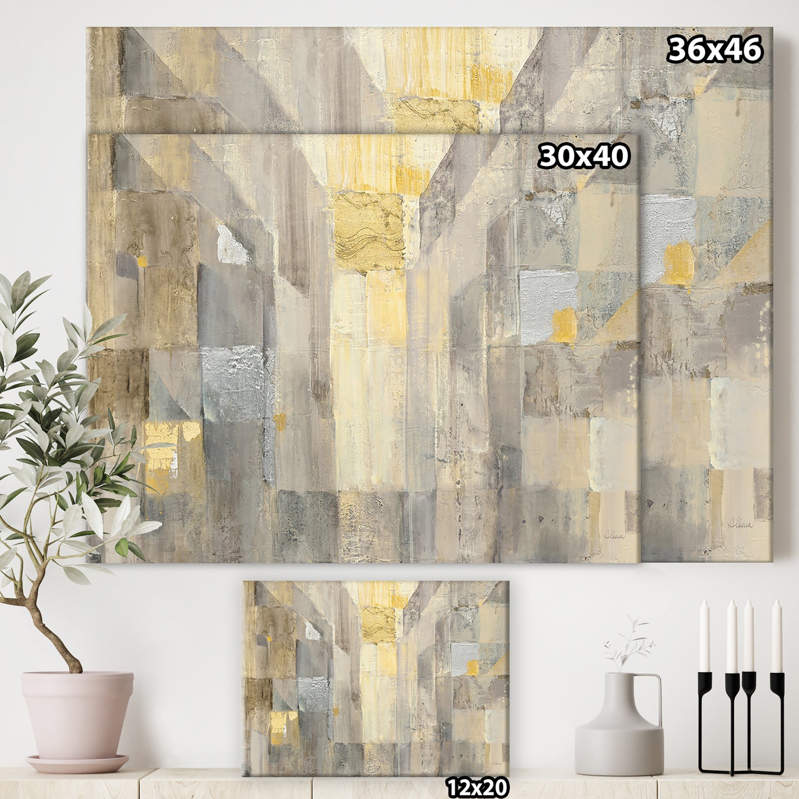 Gold Square Watercolor - Glam Canvas Artwork