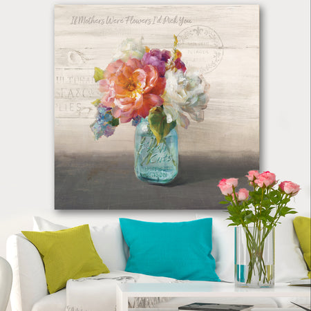 French Cottage Bouquet I Mothers - Cottage Premium Canvas Wall Art