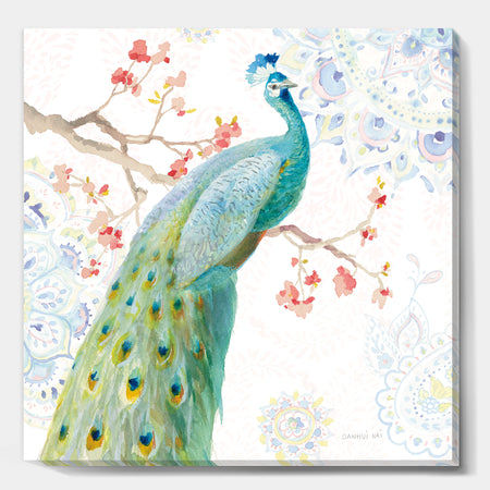 peacocks Watercolor I - Traditional Canvas Artwork