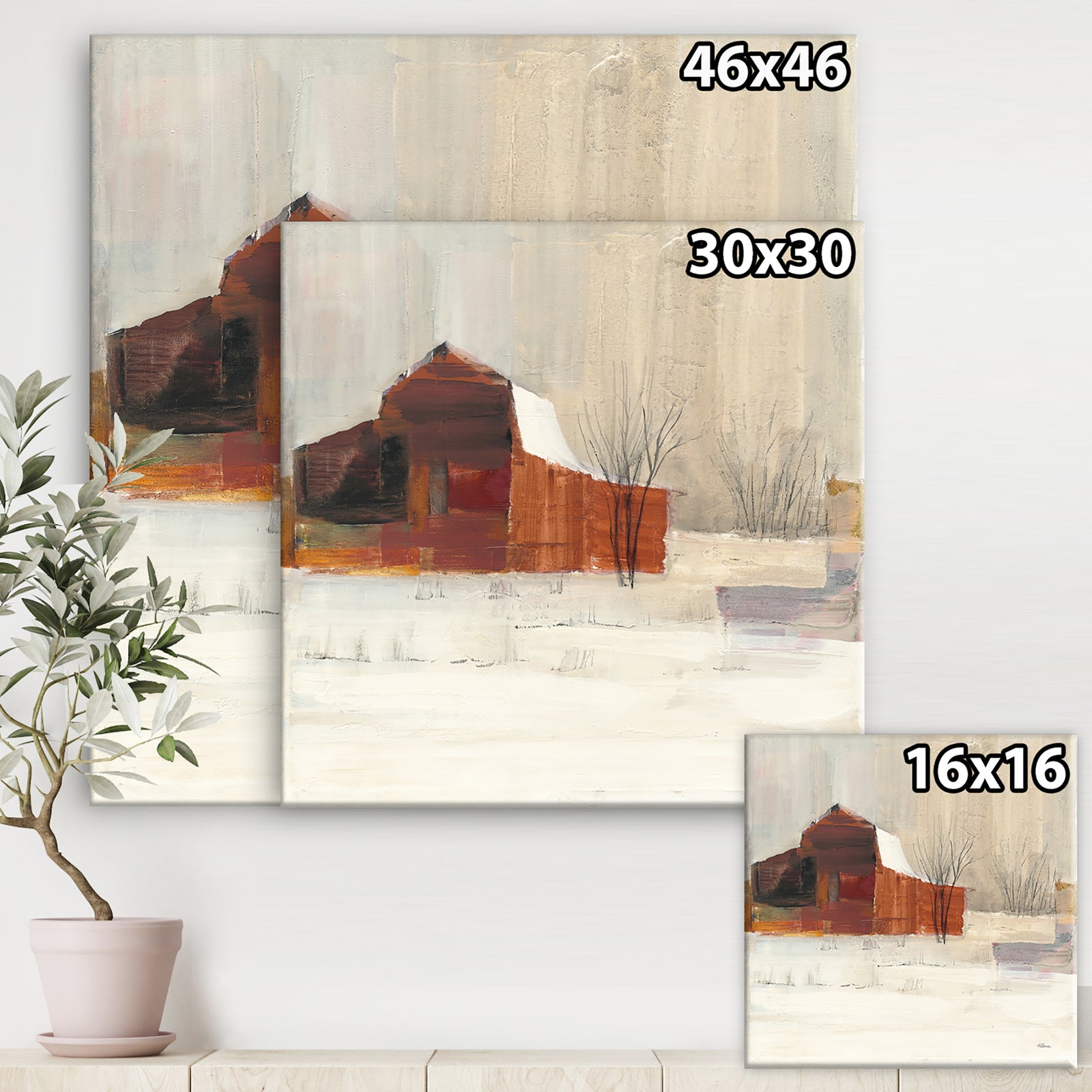 Winter in the Barns - Farmhouse Canvas Art