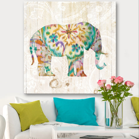 Boho Paisley Elephant I - Bohemian & Eclectic Canvas Artwork