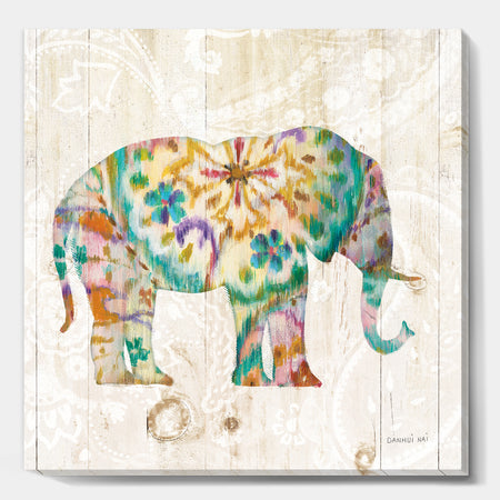 Boho Paisley Elephant I - Bohemian & Eclectic Canvas Artwork
