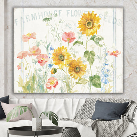 Floursack Florals I - Floral & Botanical Gallery-wrapped Canvas