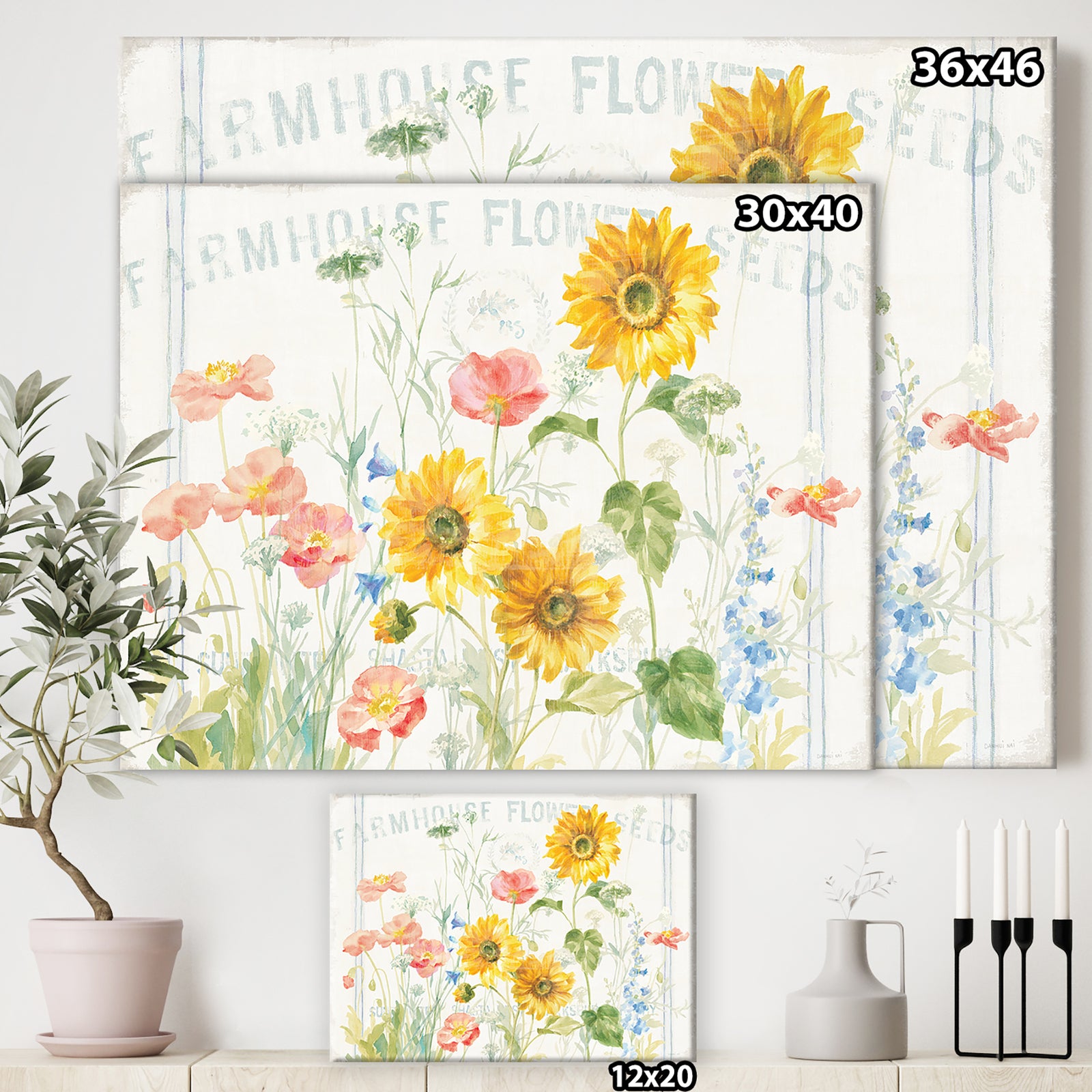 Floursack Florals I - Floral & Botanical Gallery-wrapped Canvas