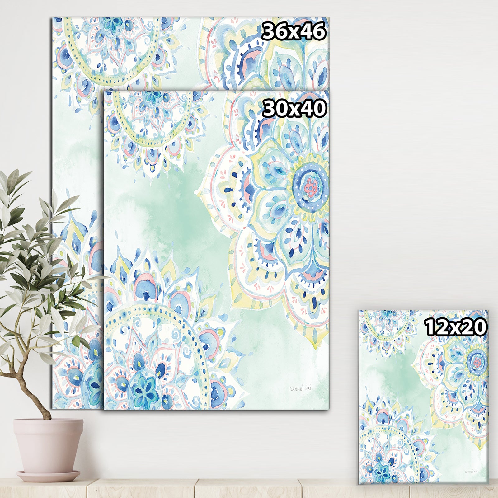 Watercolor mandalas IV - Floral & Botanical Canvas Artwork