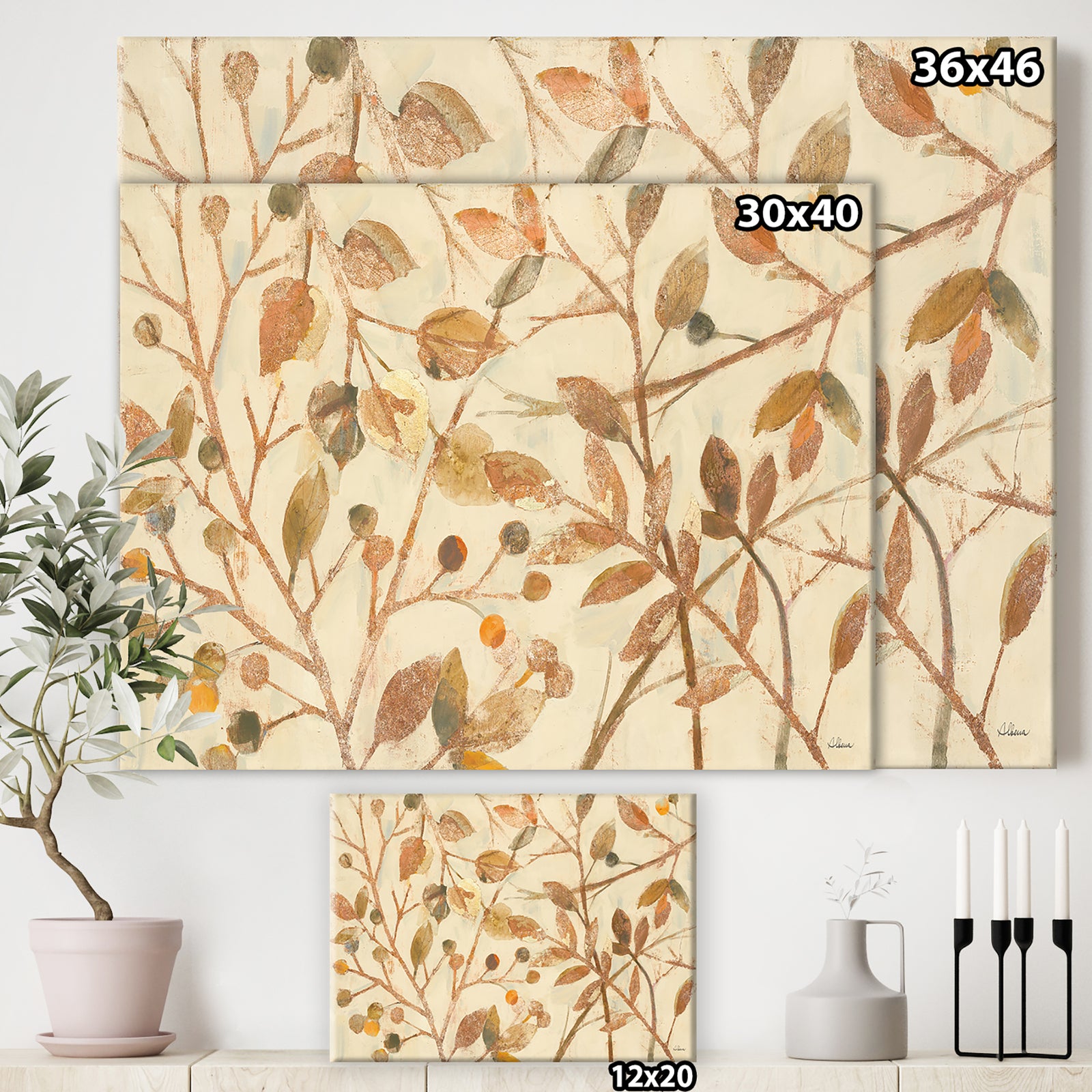 Copper Branches Composition - Lake House Premium Canvas Wall Art