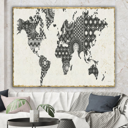 Madallions Map - Traditional Gallery-wrapped Canvas