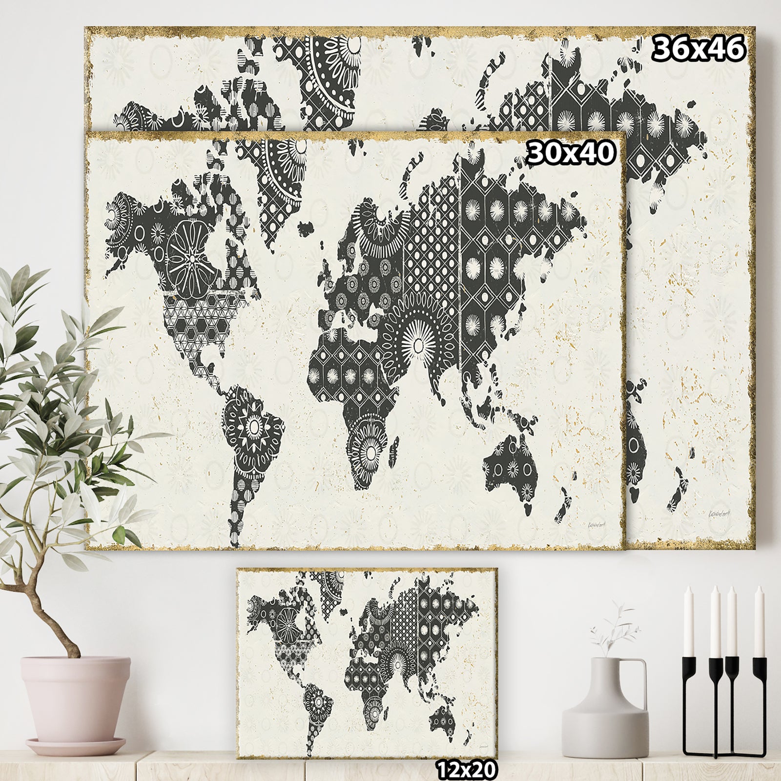 Madallions Map - Traditional Gallery-wrapped Canvas