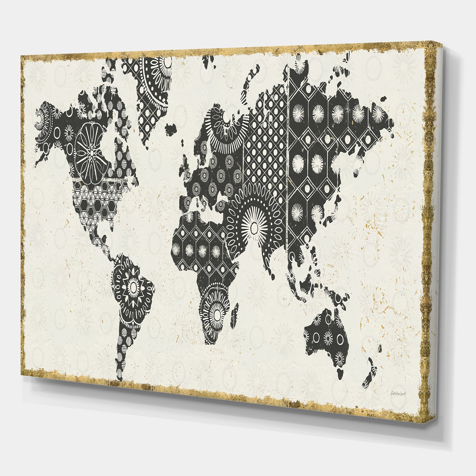Madallions Map - Traditional Gallery-wrapped Canvas