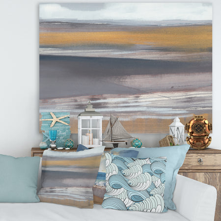 Misty Grey Beach - Nautical & Coastal Premium Canvas Wall Art
