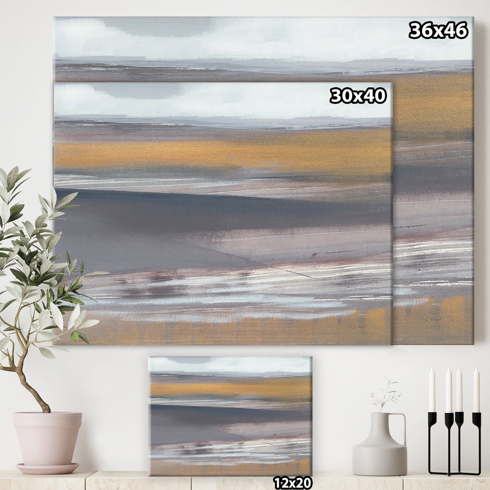 Misty Grey Beach - Nautical & Coastal Premium Canvas Wall Art