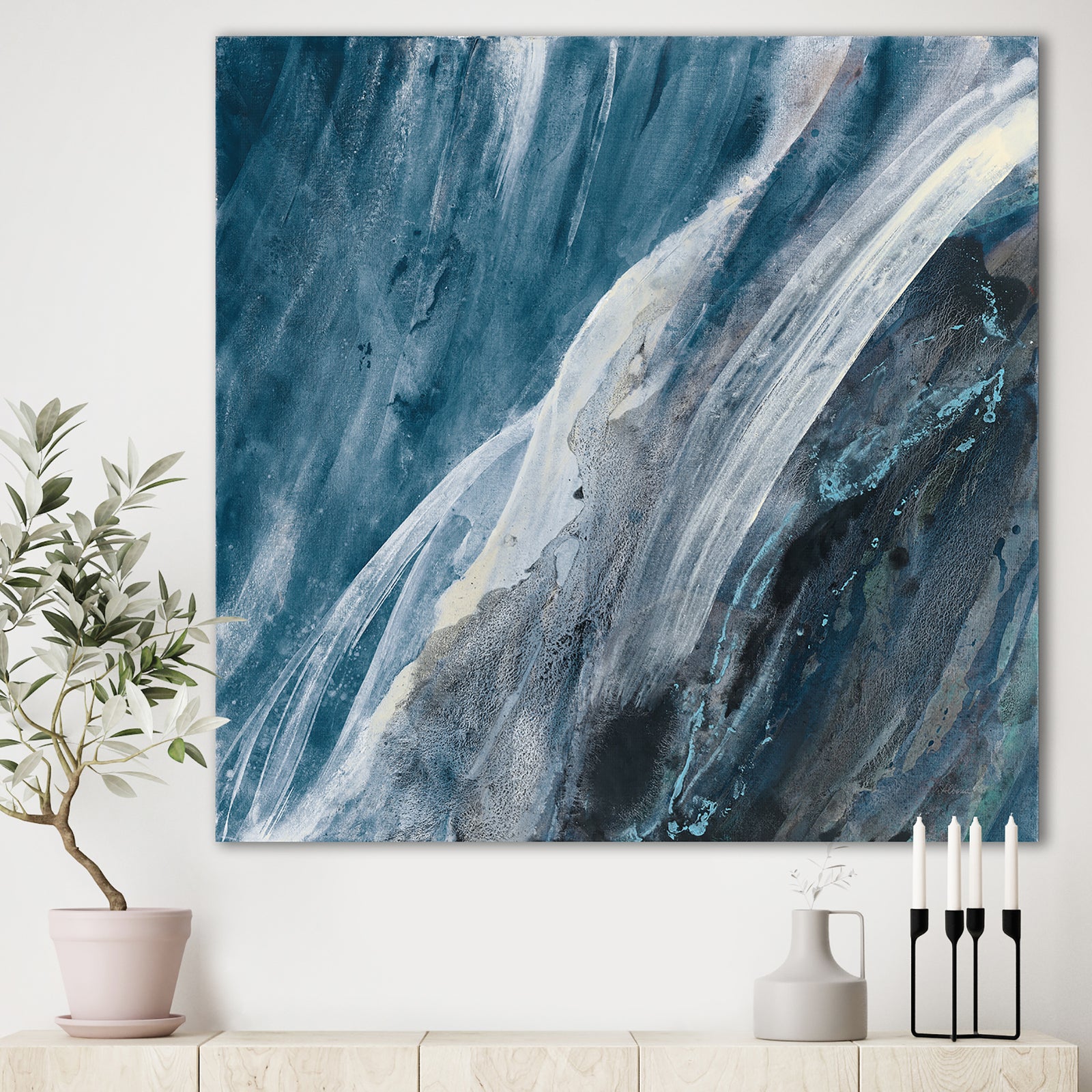 Splash Blue Indigo - Modern & Contemporary Canvas Artwork