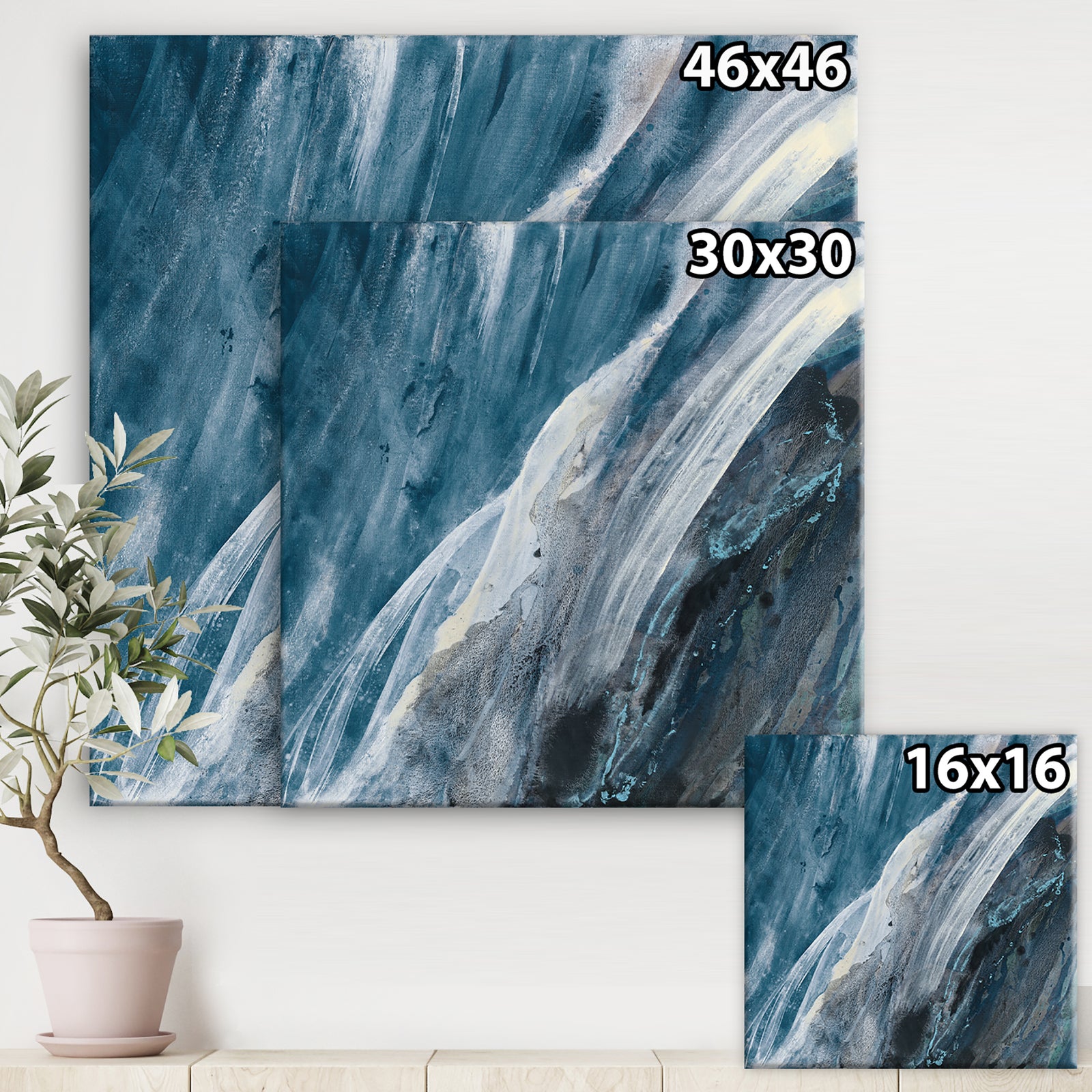 Splash Blue Indigo - Modern & Contemporary Canvas Artwork