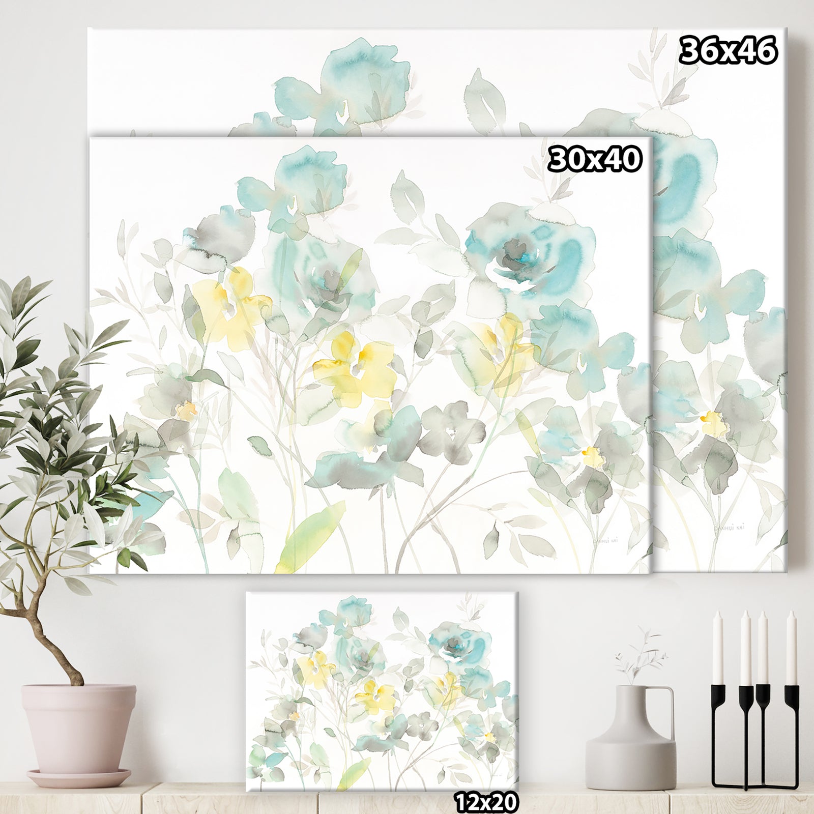 Aqua Rose Natural Element - Farmhouse Premium Canvas Wall Art