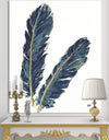 Gold Indigo Feathers IV - Modern Bohemian Canvas Artwork