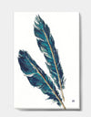 Gold Indigo Feathers III - Modern Bohemian Canvas Art