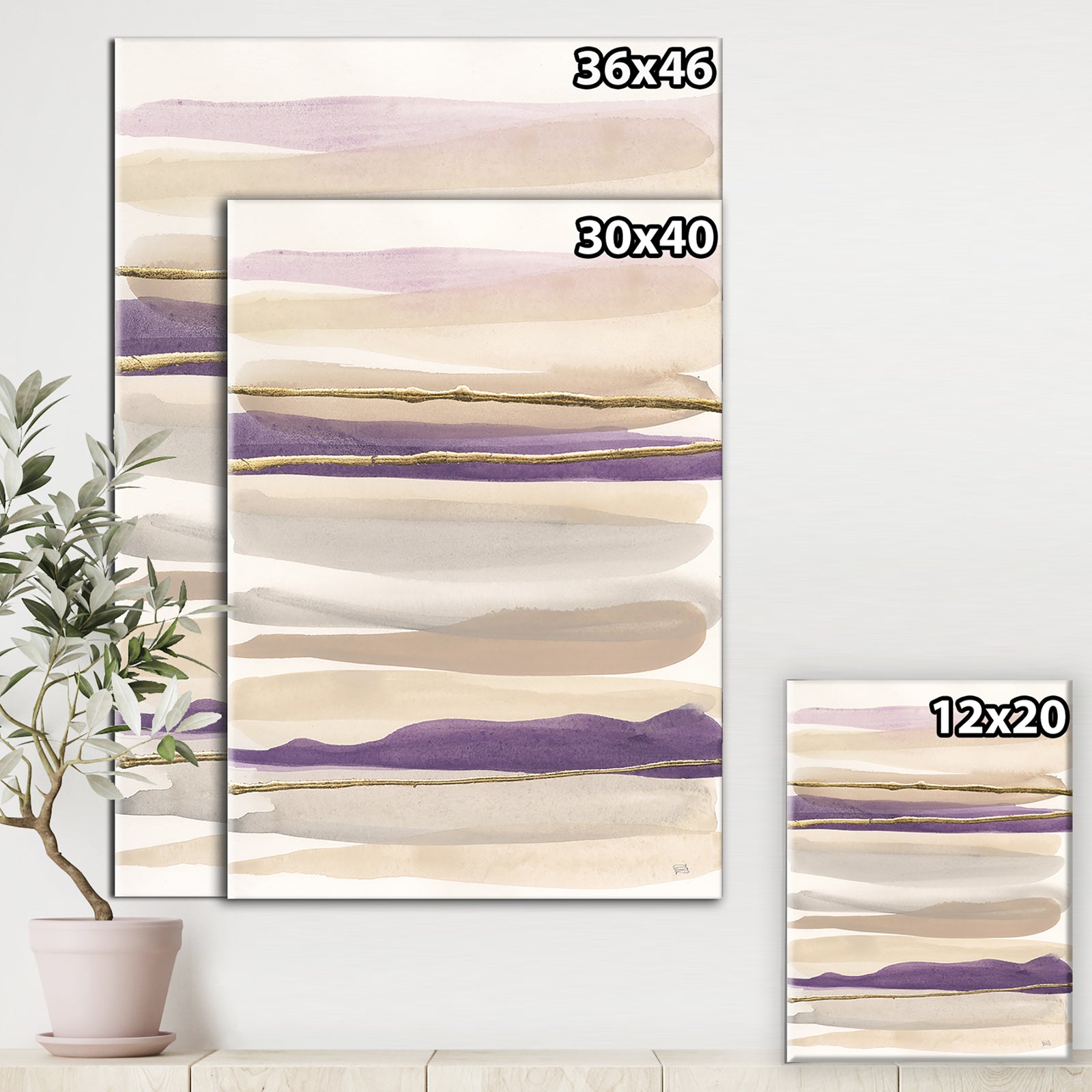 Shape of Glam Purple I - Shabby Chic Premium Canvas Wall Art
