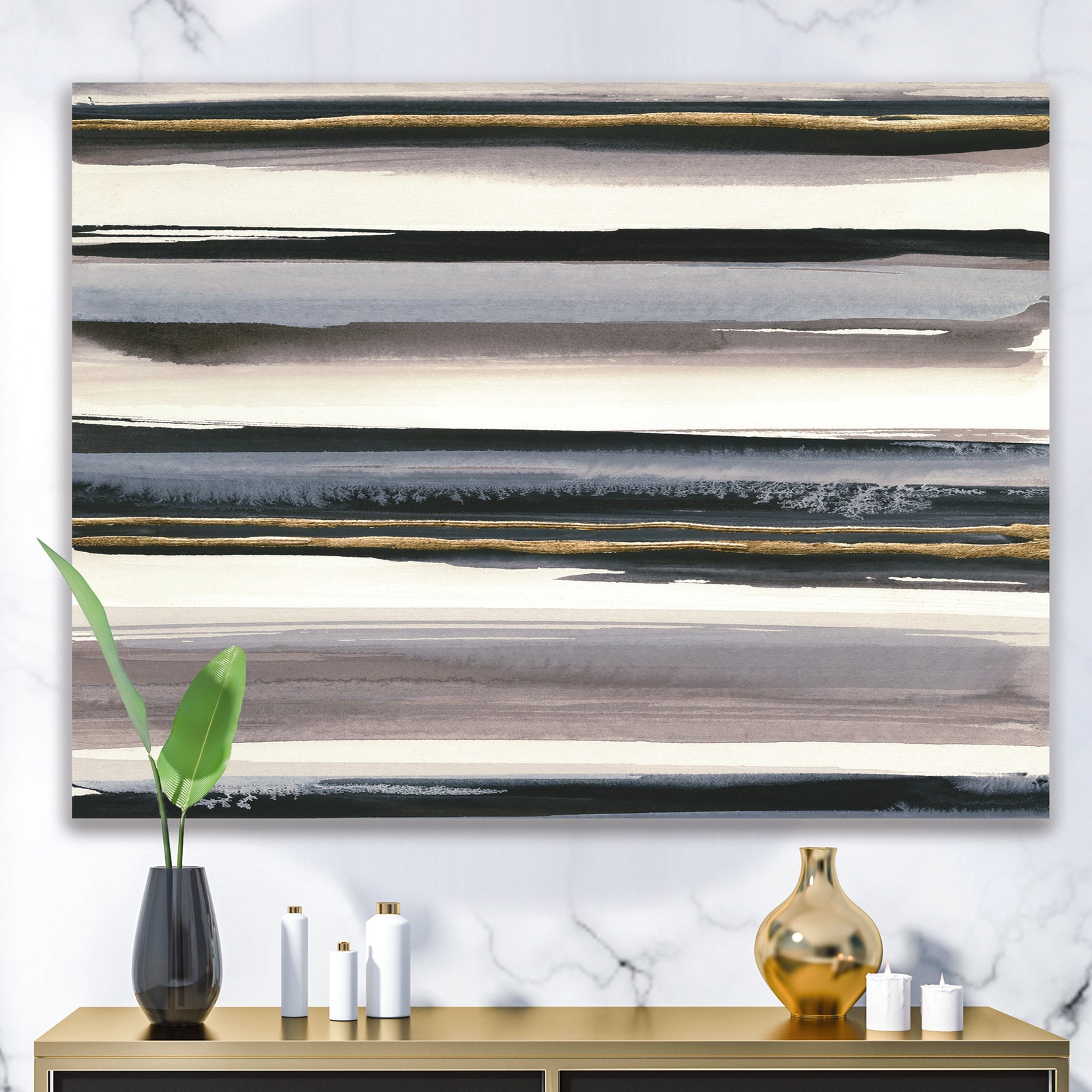 Gold Watercolor Amethyst I - Modern & Contemporary Premium Canvas Wall Art