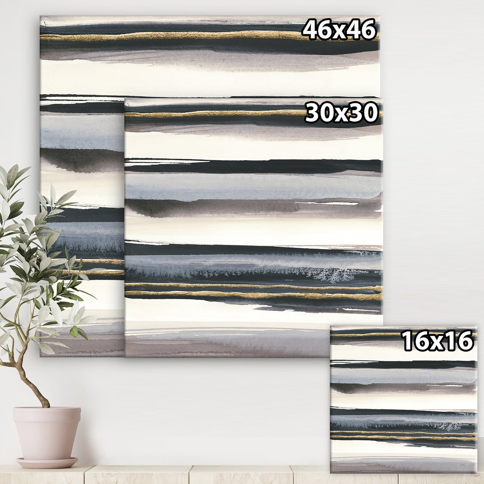 Gold Watercolor Amethyst I - Modern & Contemporary Premium Canvas Wall Art
