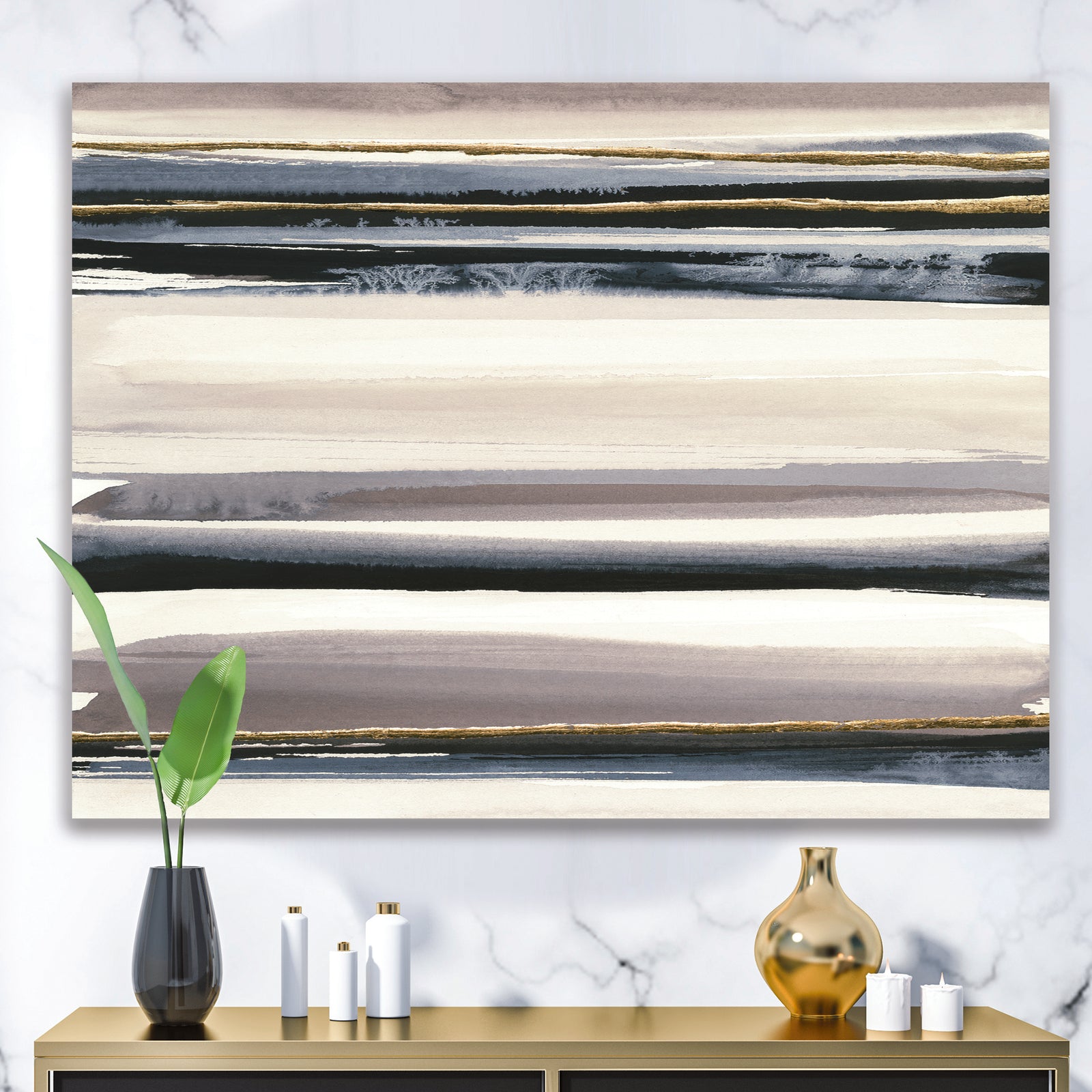 Gold Watercolor Amethyst II - Modern & Contemporary Gallery-wrapped Canvas