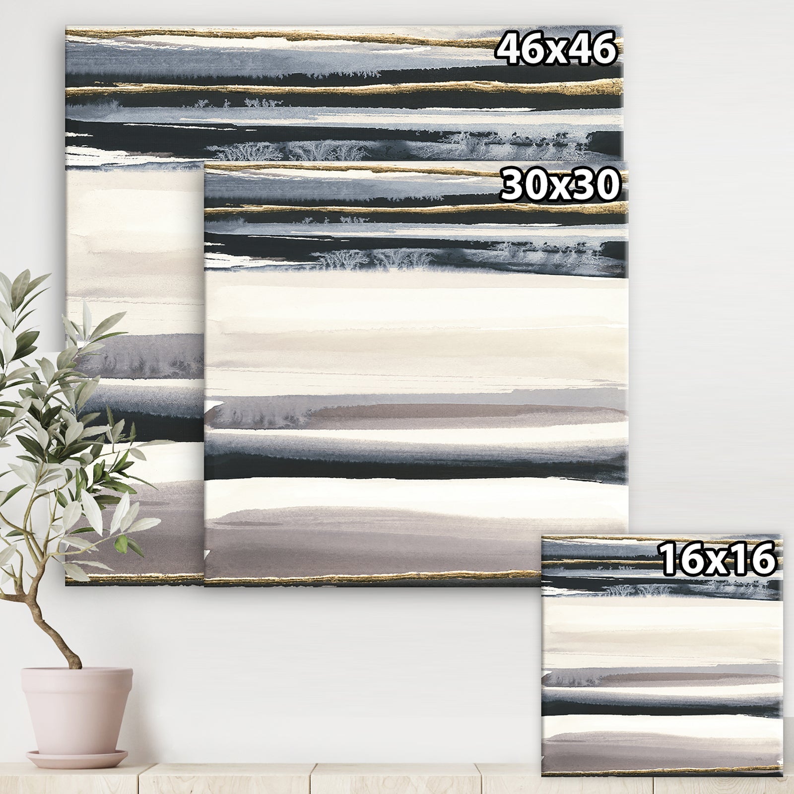Gold Watercolor Amethyst II - Modern & Contemporary Gallery-wrapped Canvas