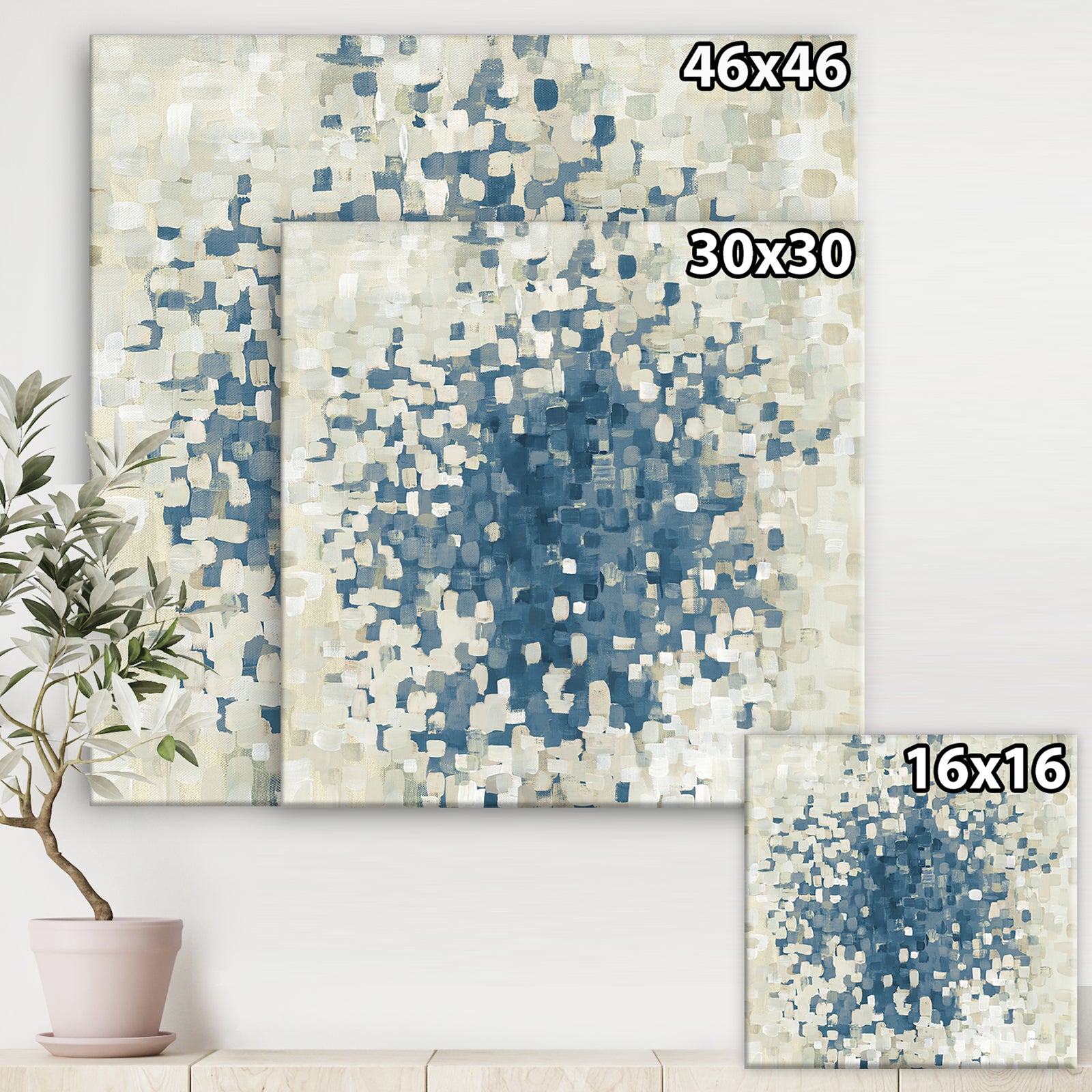 Geometric Blue Spots - Modern & Contemporary Canvas Artwork