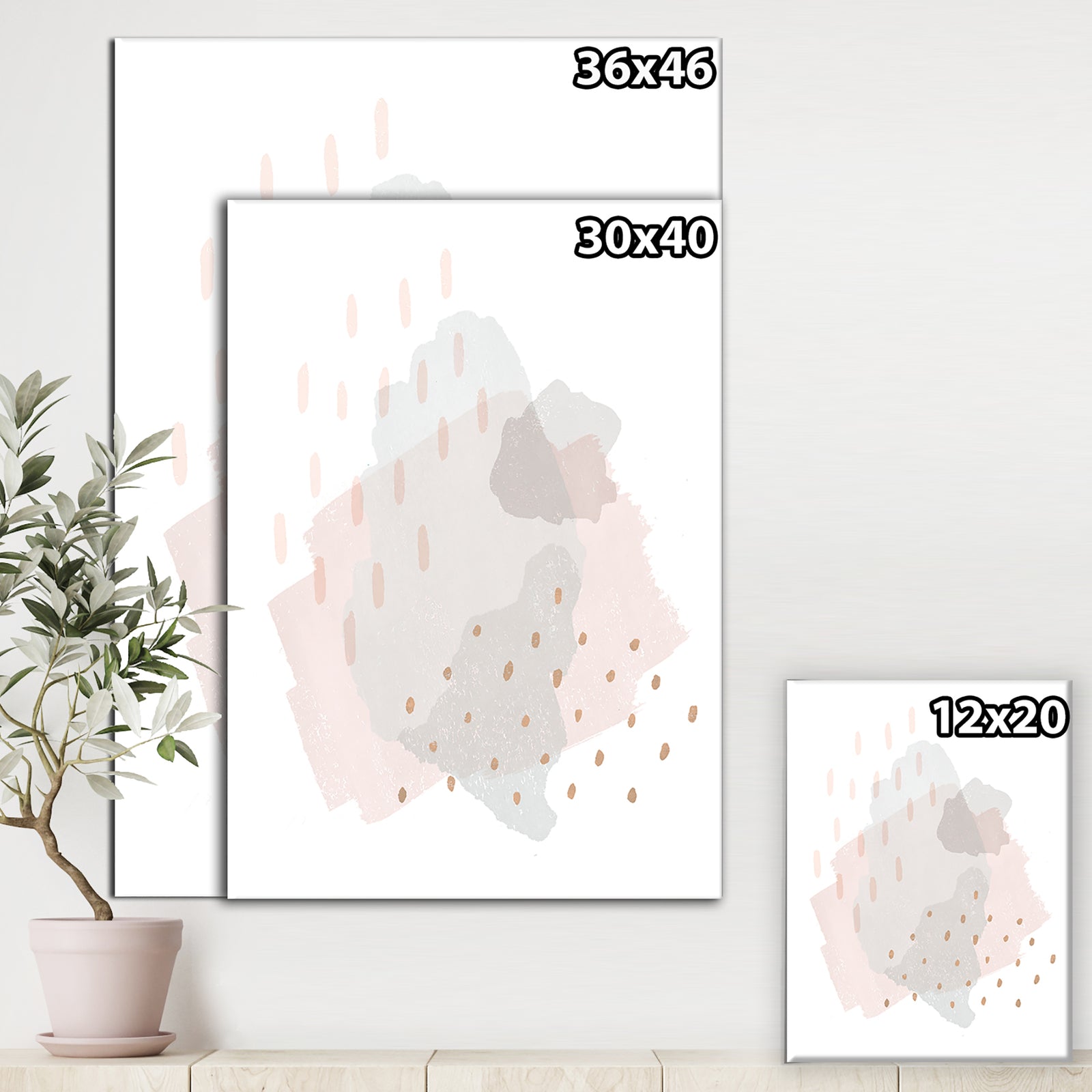 Watercolor Minimal Blush III - Transitional Gallery-wrapped Canvas