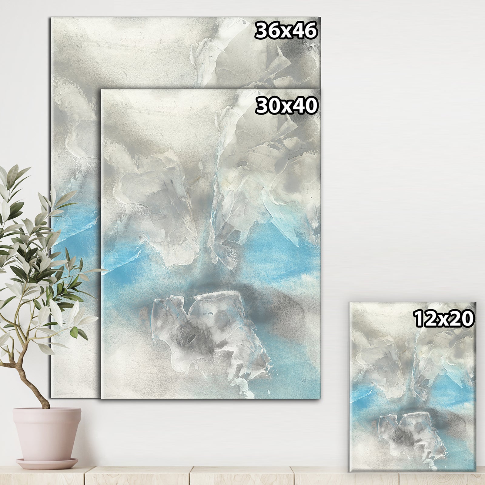 Watercolor Minimal Blue Tones I - Mid-Century Modern Canvas Art