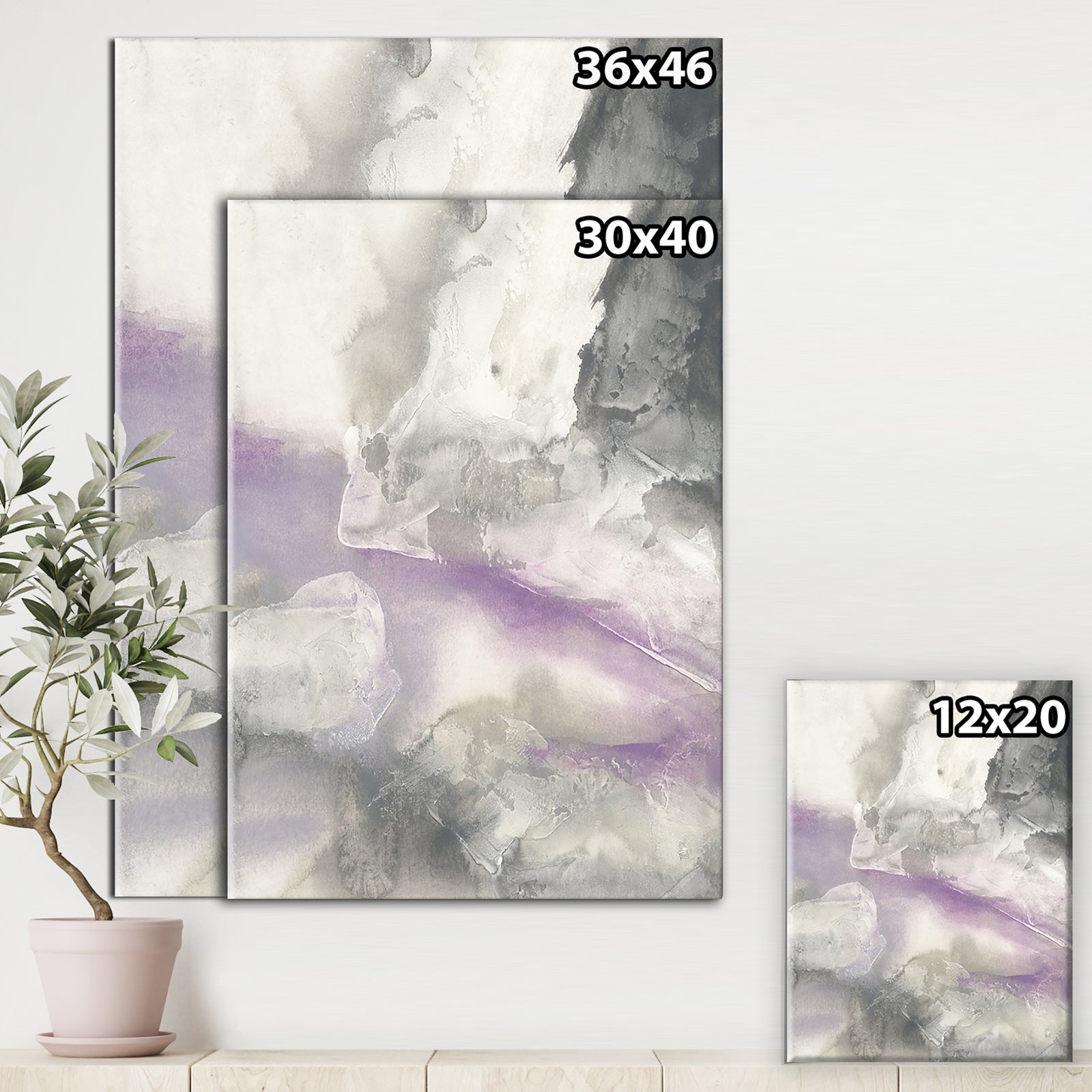 Watercolor Minimal Purple Tones I - Modern Farmhouse Premium Canvas Wall Art