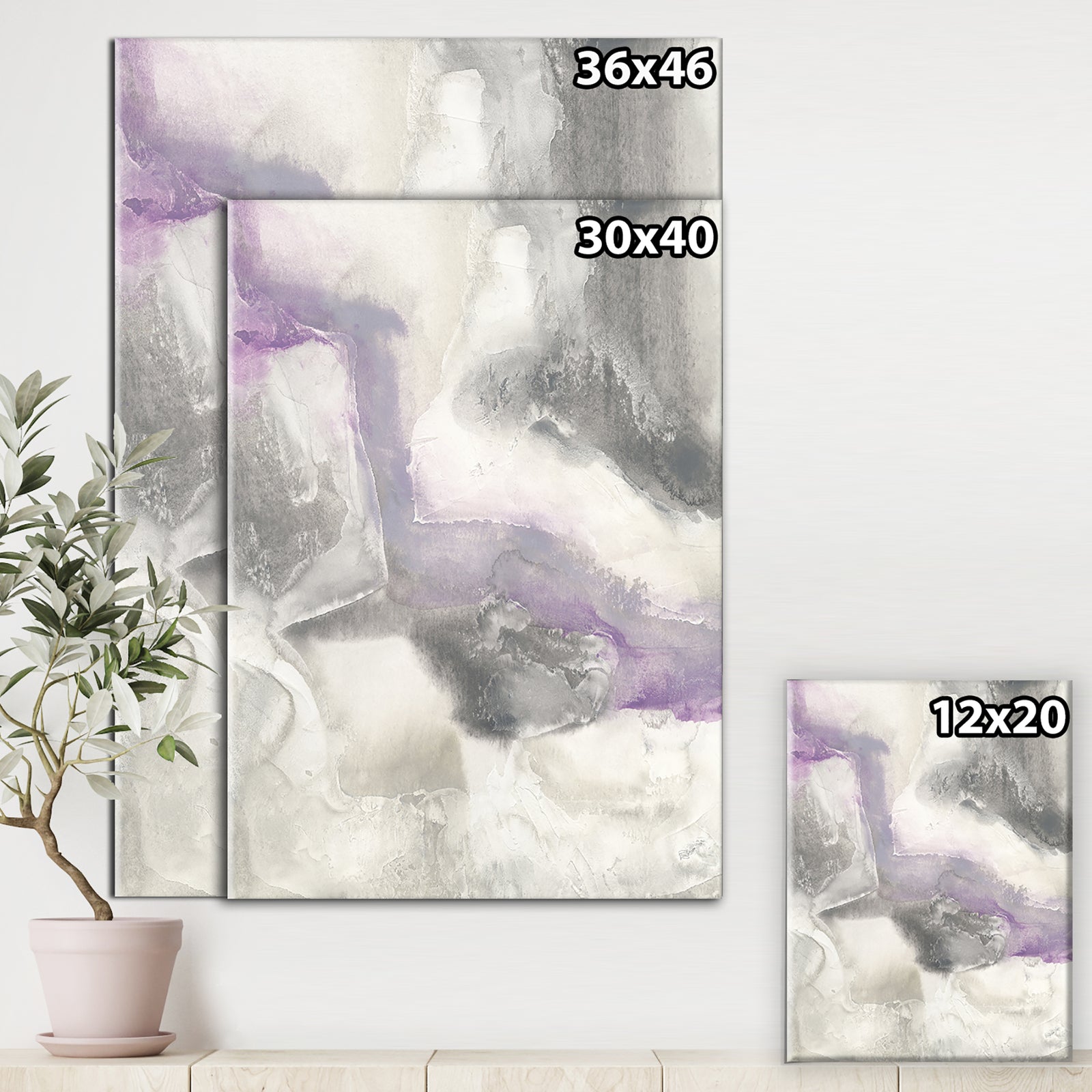 Watercolor Minimal Purple Tones II - Modern Farmhouse Gallery-wrapped Canvas