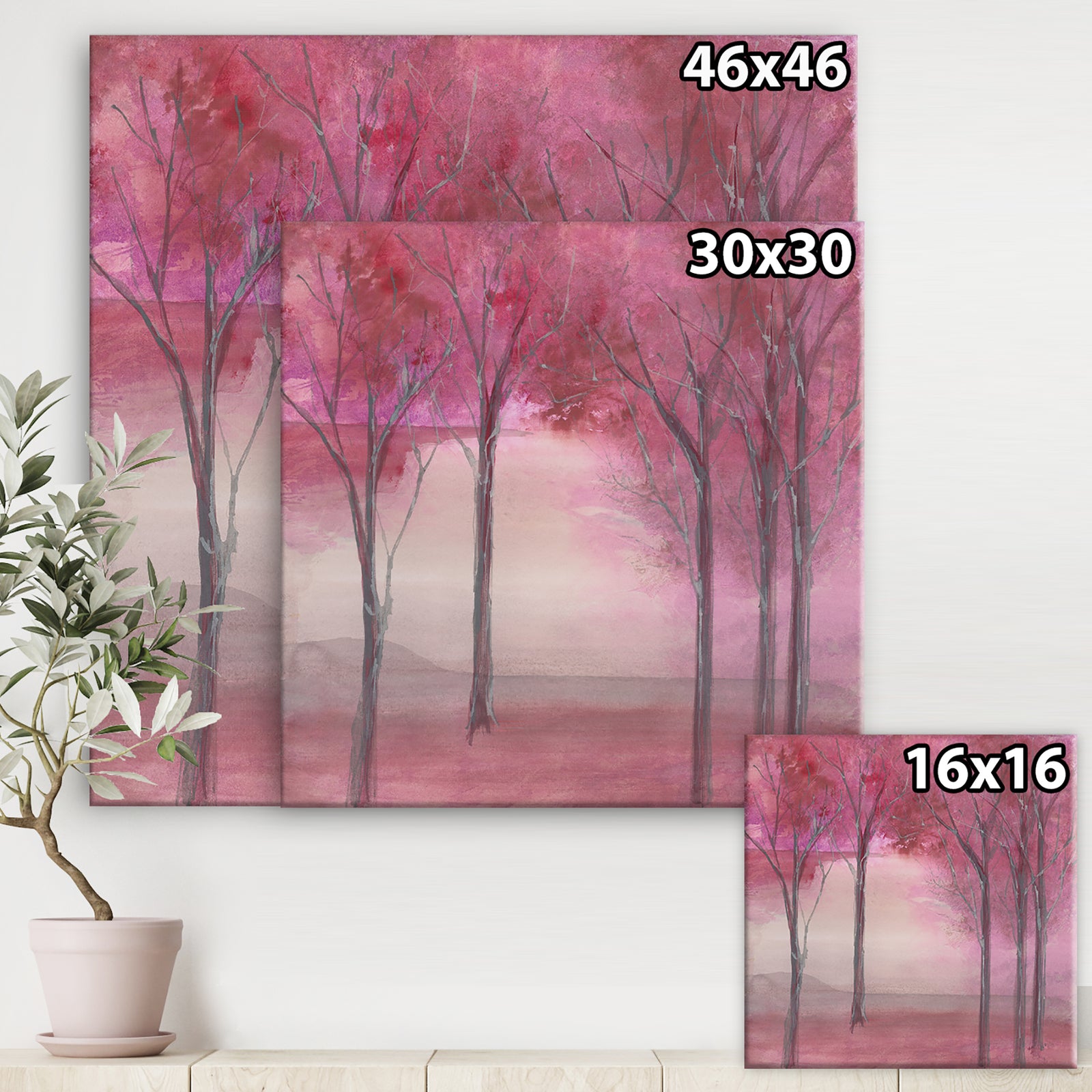 Shabby Pink Under the Trees - Shabby Chic Premium Canvas Wall Art