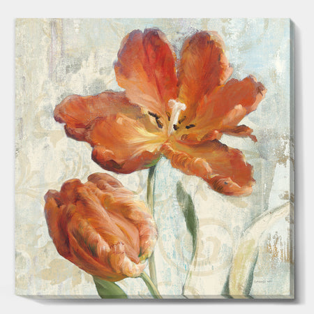 Orange Parrot Tuplip - Traditional Gallery-wrapped Canvas