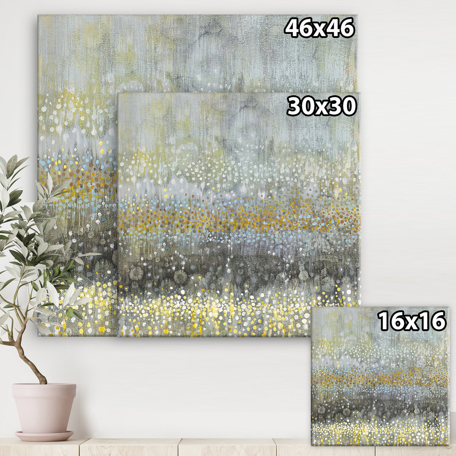 Glam Rain Abstract III - Modern & Contemporary Canvas Artwork
