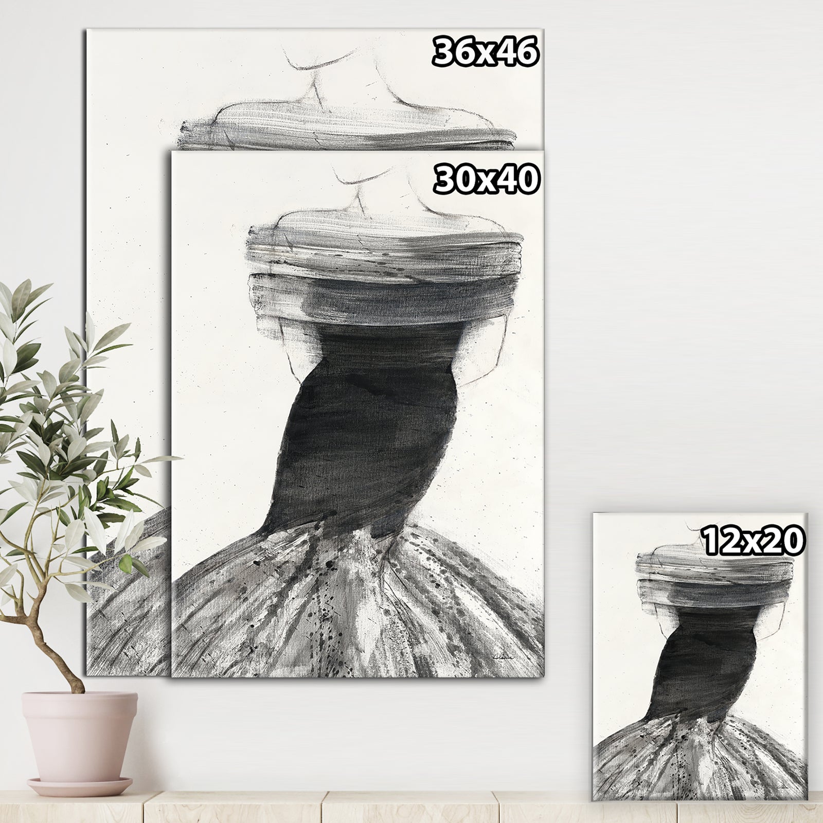 Glam and Fashion Feminine IV - Fashion Figures Premium Canvas Wall Art
