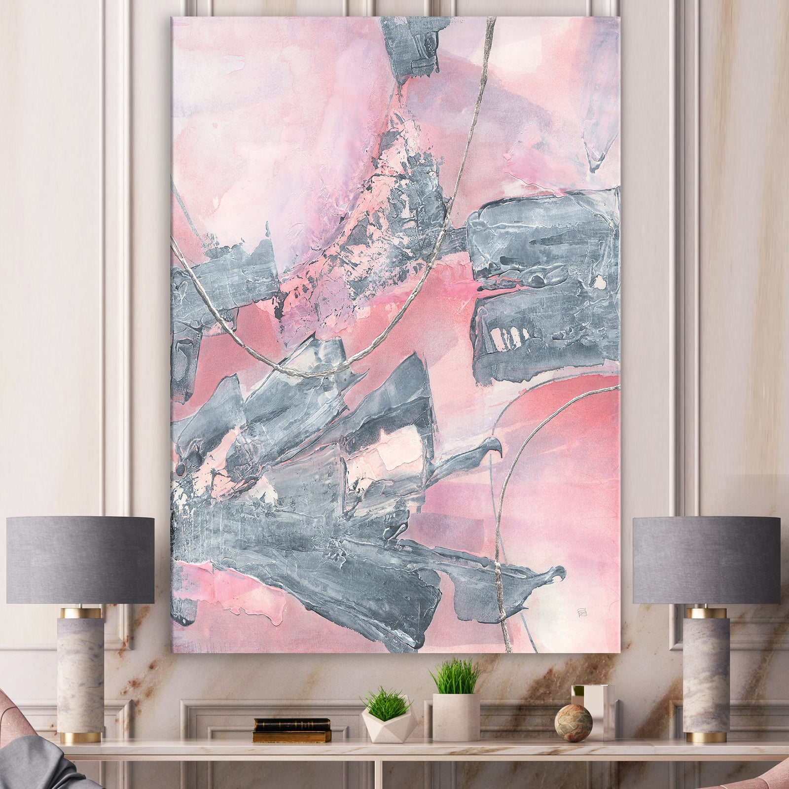 Durty Shabby Pink Blush III - Shabby Chic Premium Canvas Wall Art