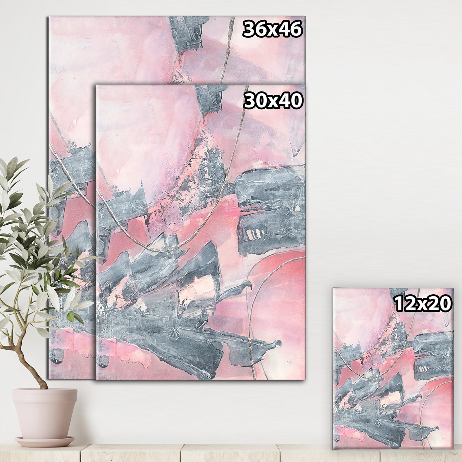 Durty Shabby Pink Blush III - Shabby Chic Premium Canvas Wall Art