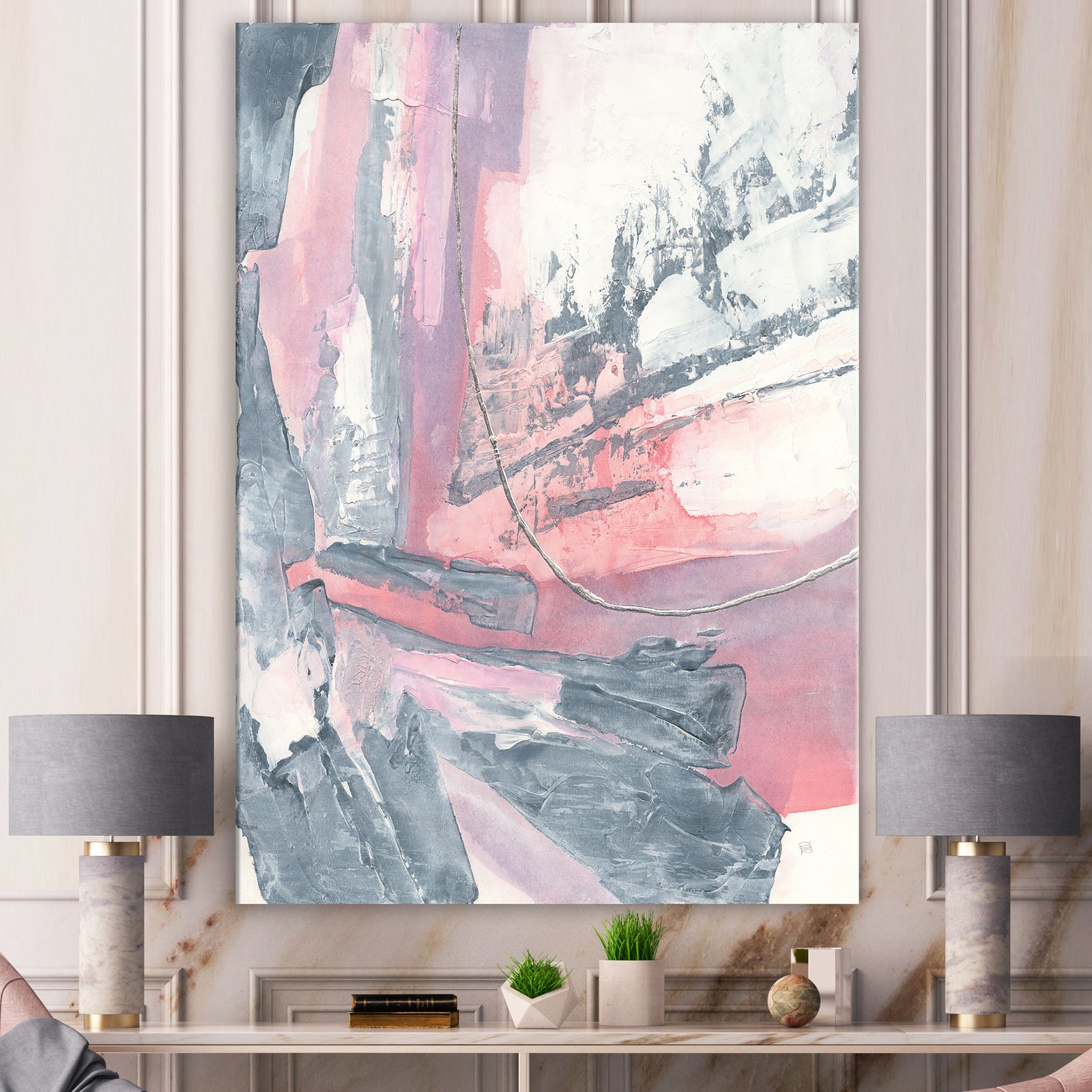 Durty Shabby Pink Blush I - Shabby Chic Canvas Artwork