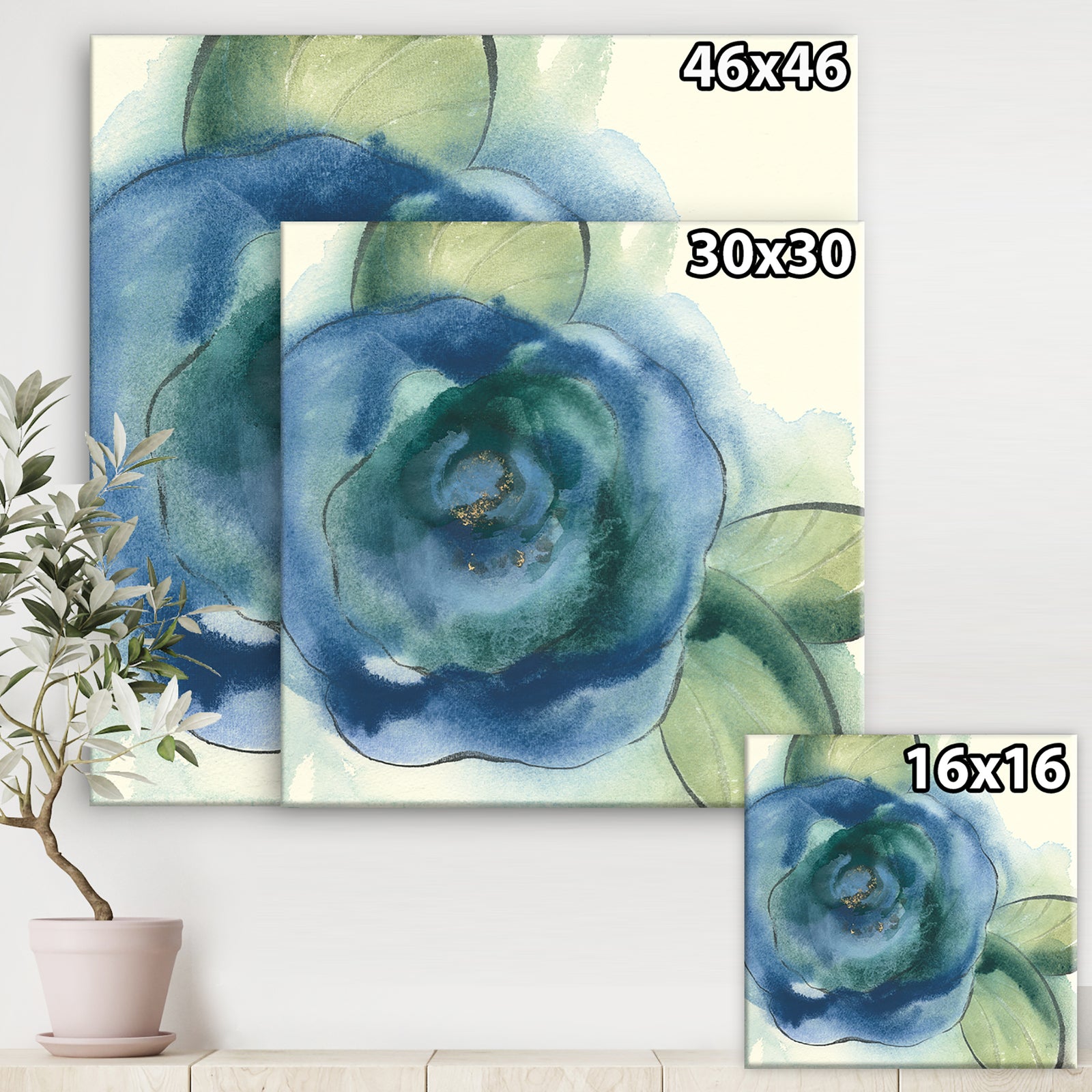 Blue Floral Poppies I - Cottage Canvas Art