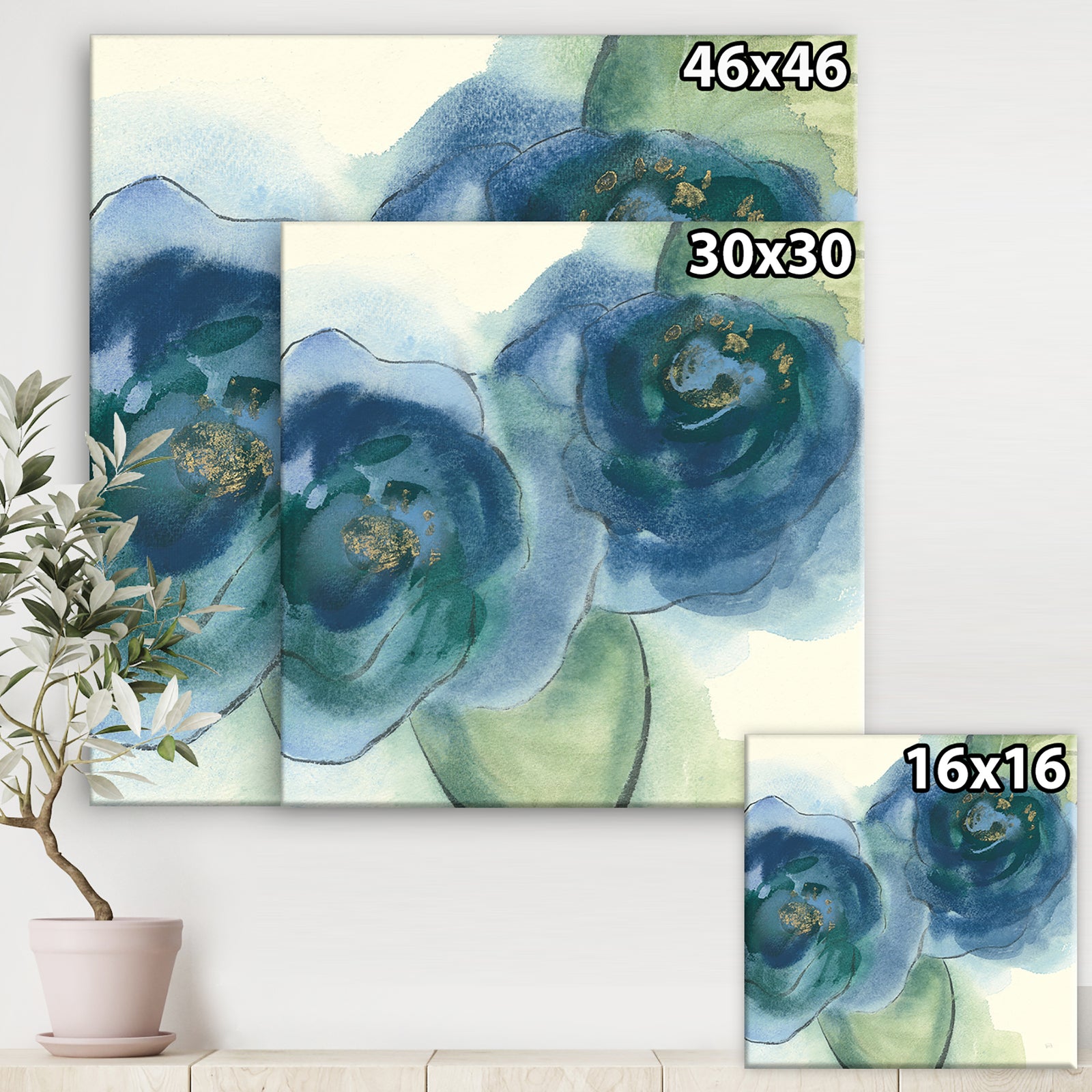Blue Floral Poppies III - Cottage Gallery-wrapped Canvas