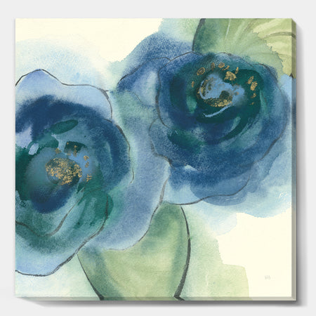 Blue Floral Poppies III - Cottage Gallery-wrapped Canvas