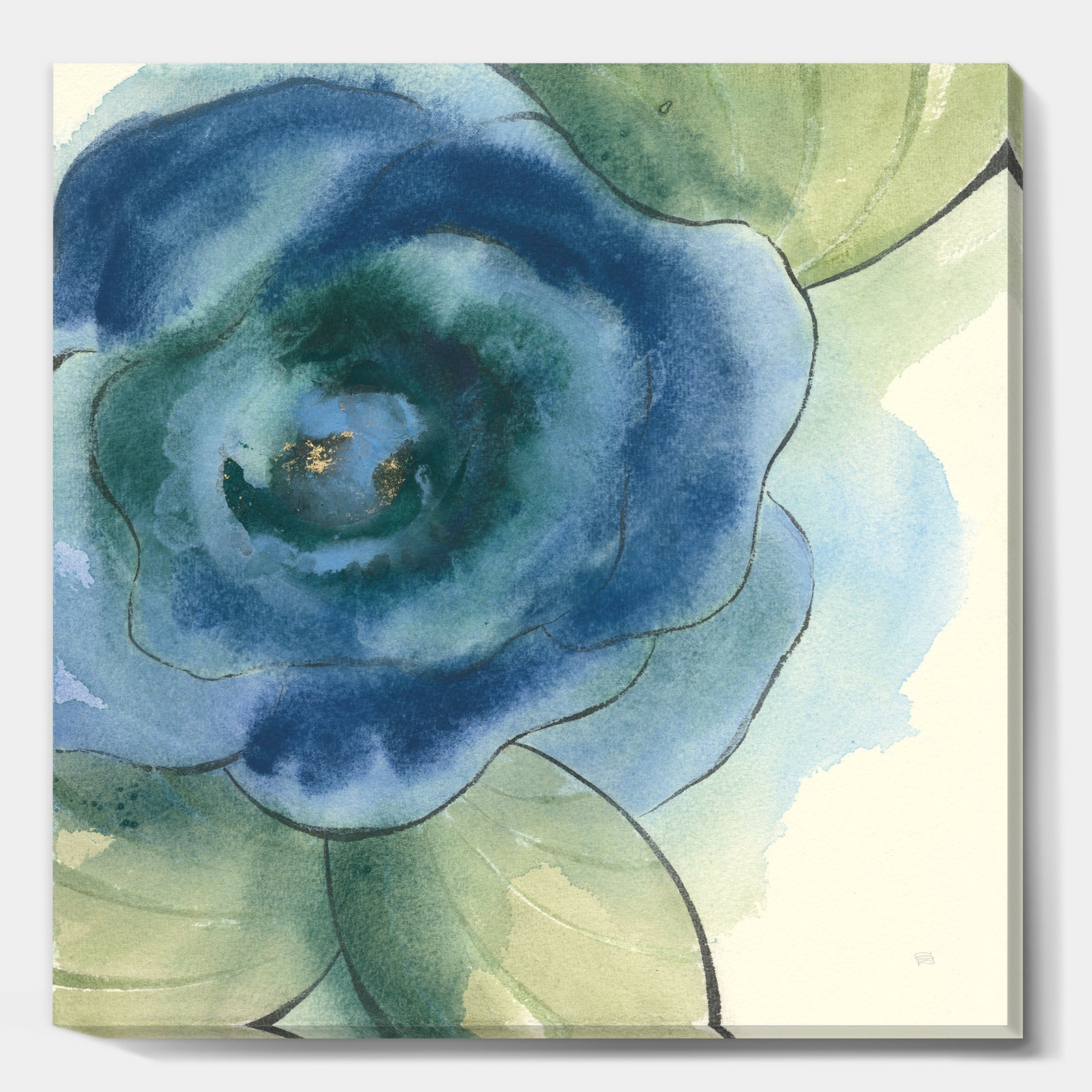 Blue Floral Poppies IV - Cottage Canvas Artwork