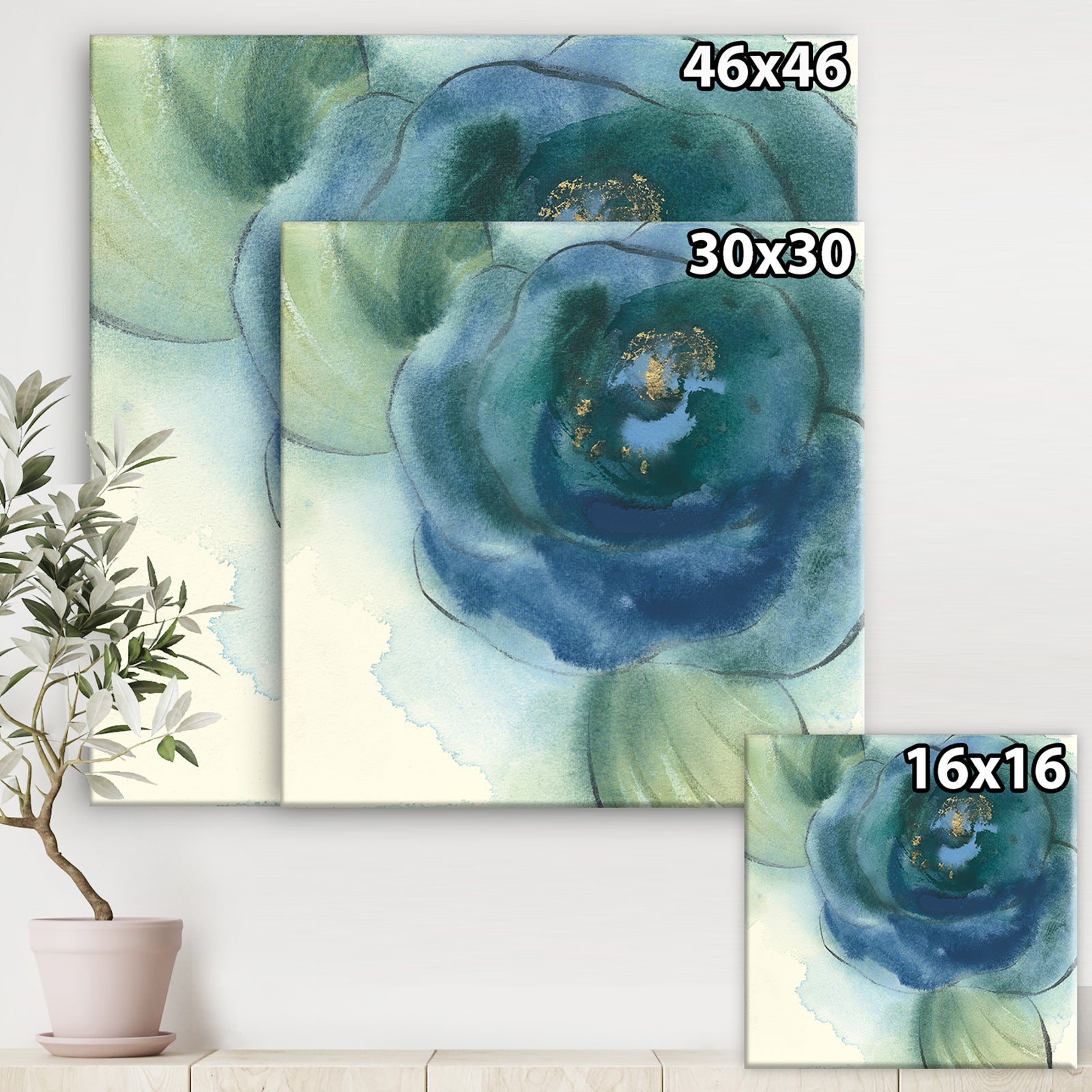 Blue Floral Poppies VI - Cottage Premium Canvas Wall Art
